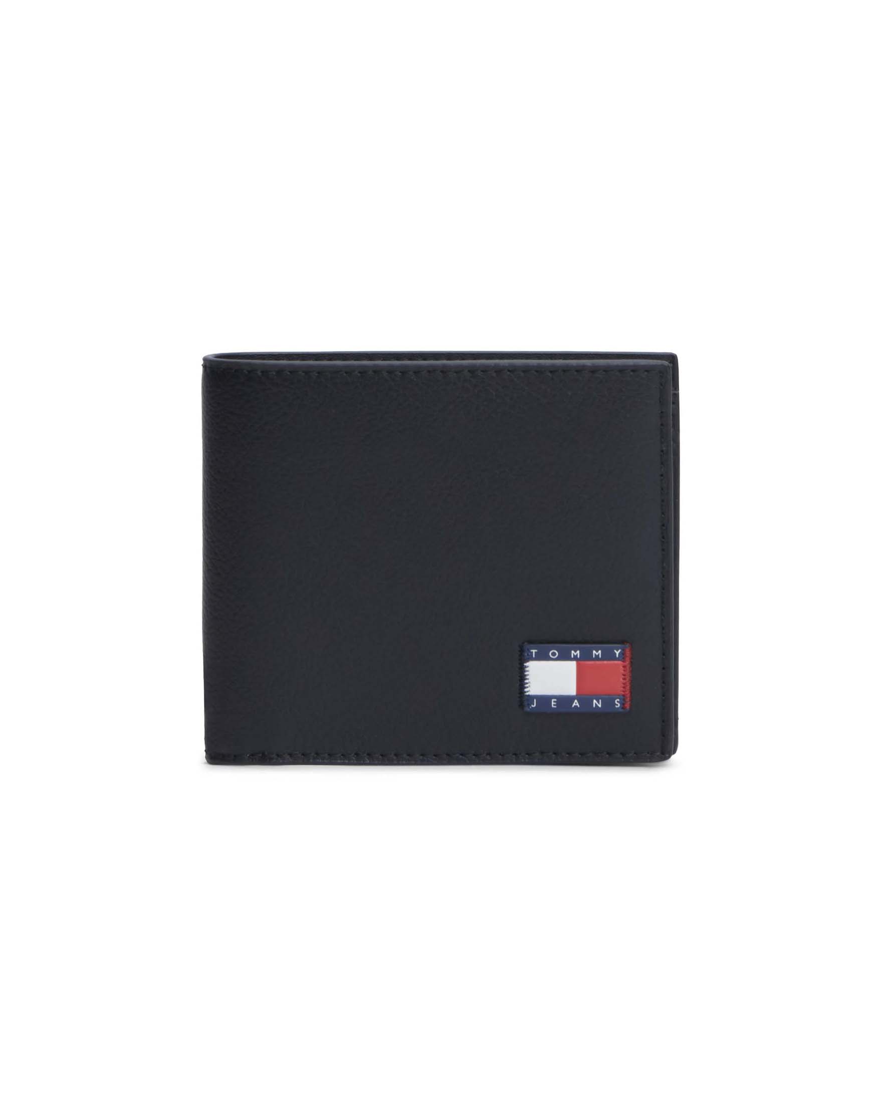 Portafoglio Heritage Tommy jeans in pelle nera martellata