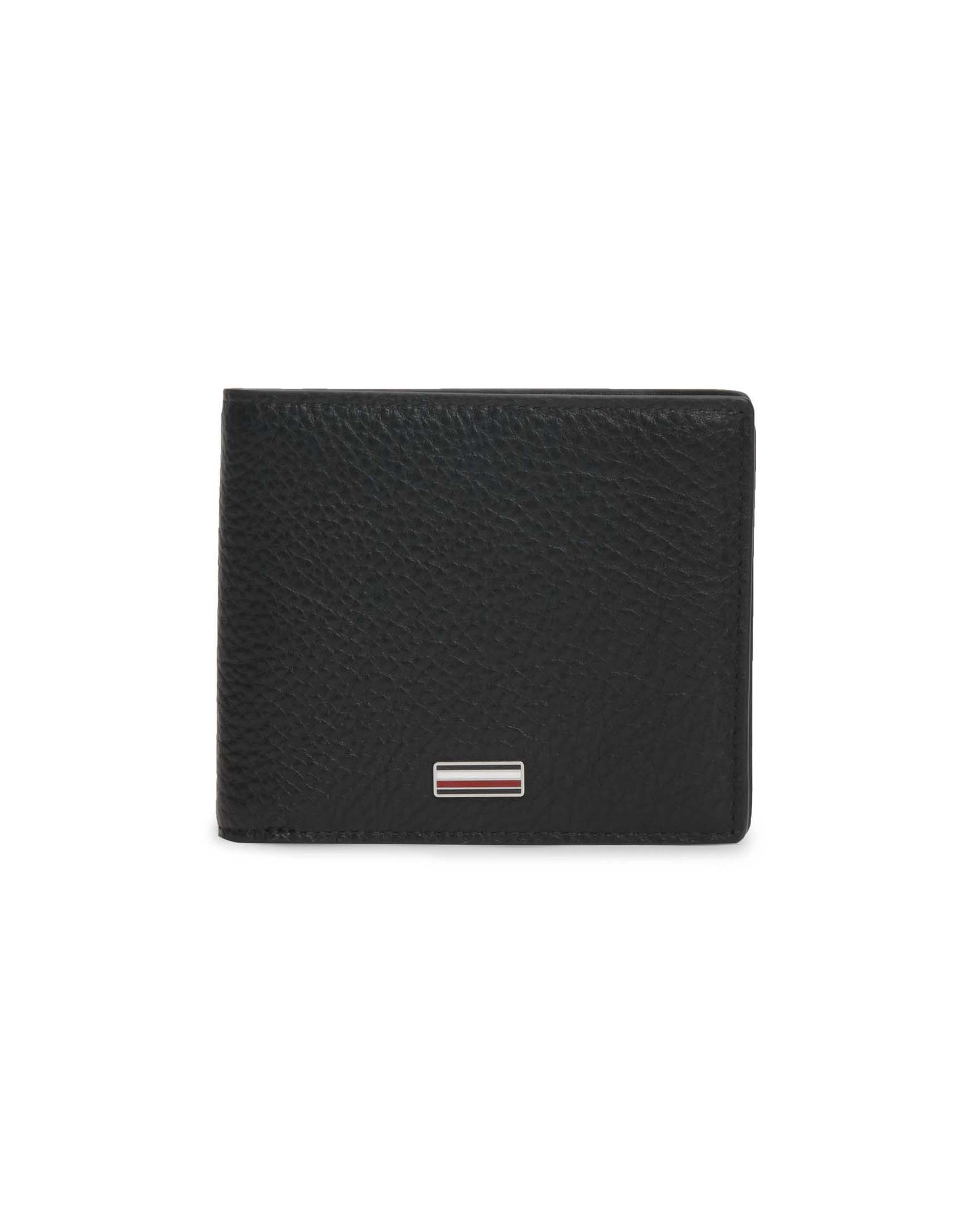 Portafoglio Tommy Hilfiger nero in pelle martellata con portamonete