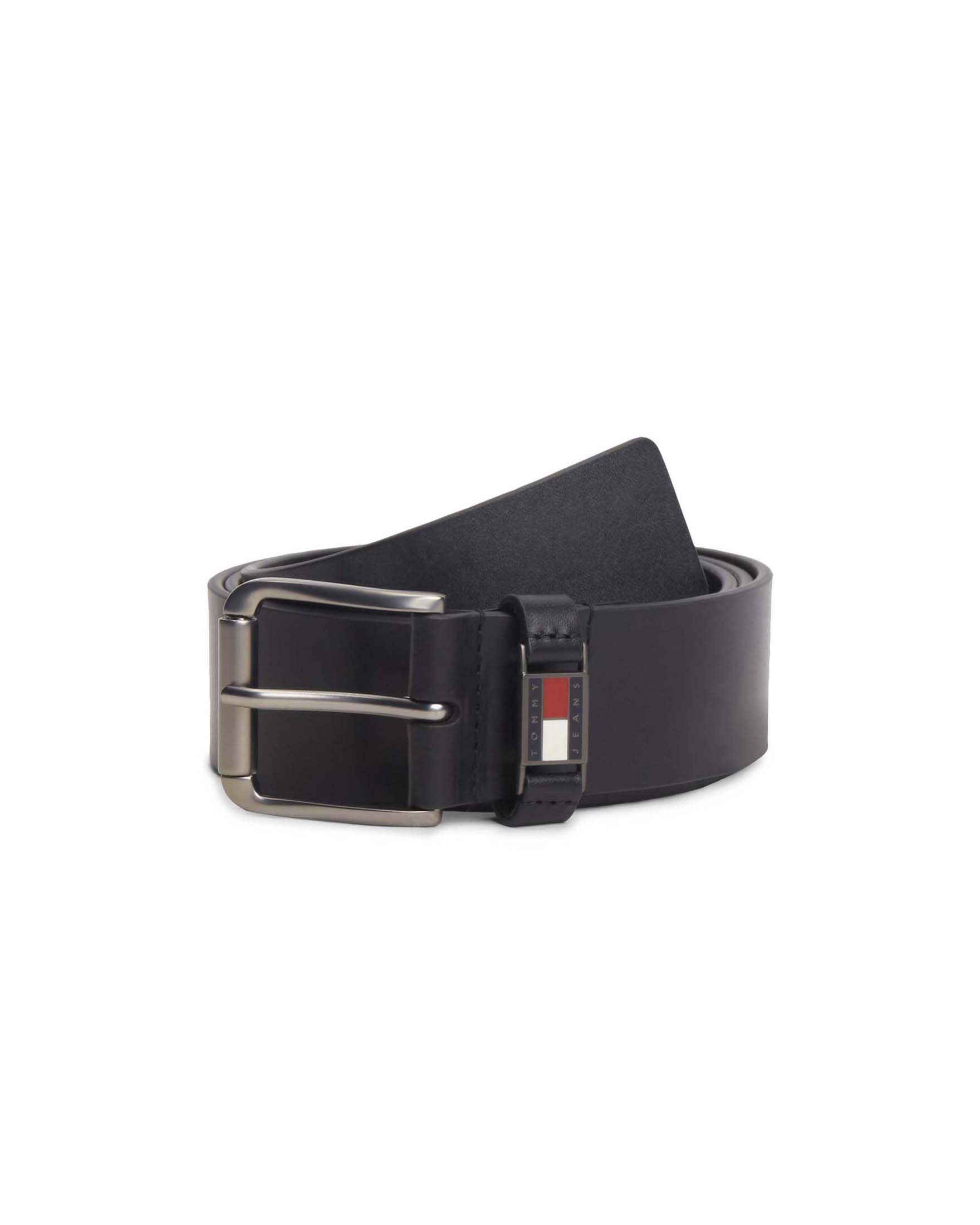 Cintura Tommy Jeans Roller nera in pelle