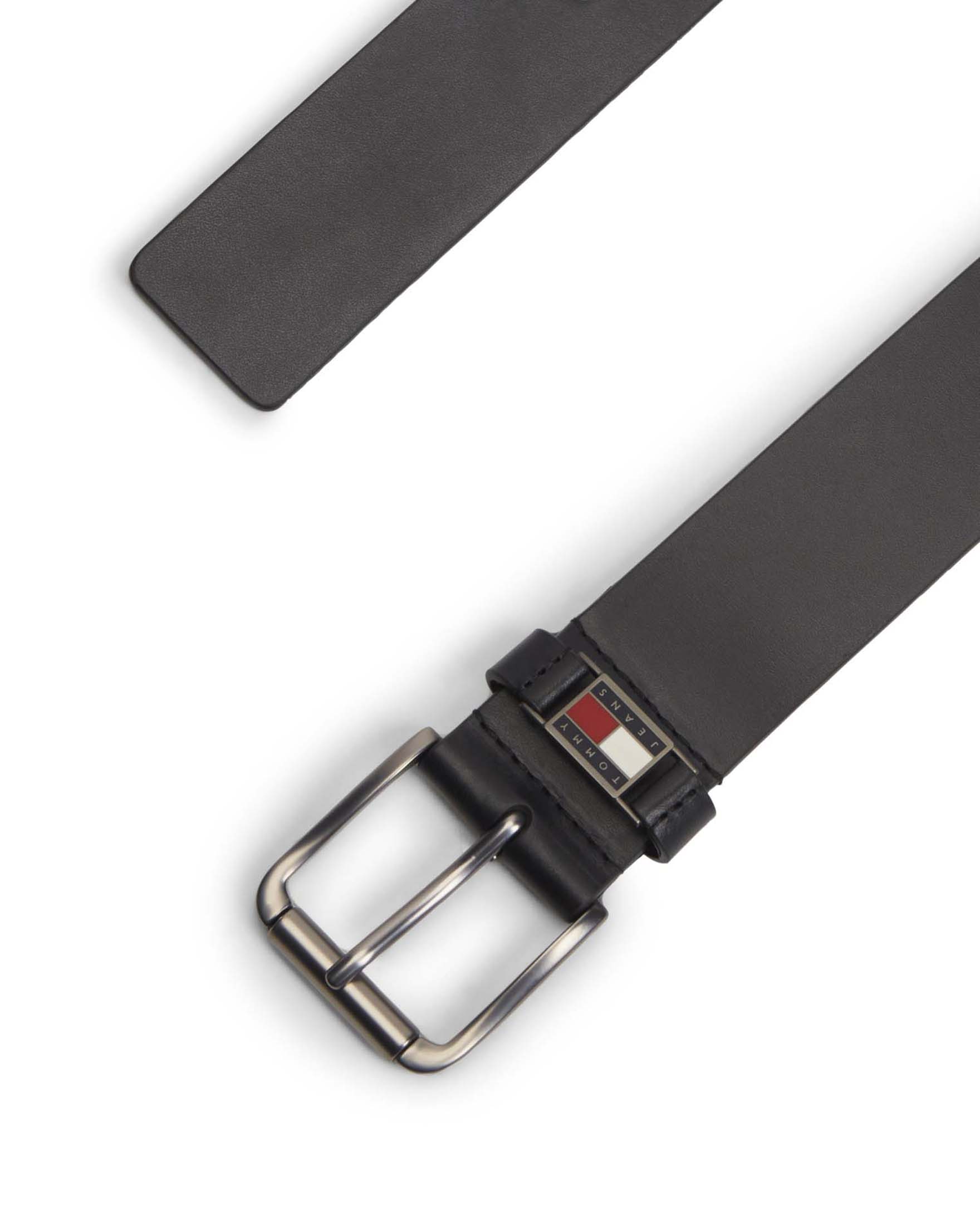 Cintura Tommy Jeans Roller nera in pelle image