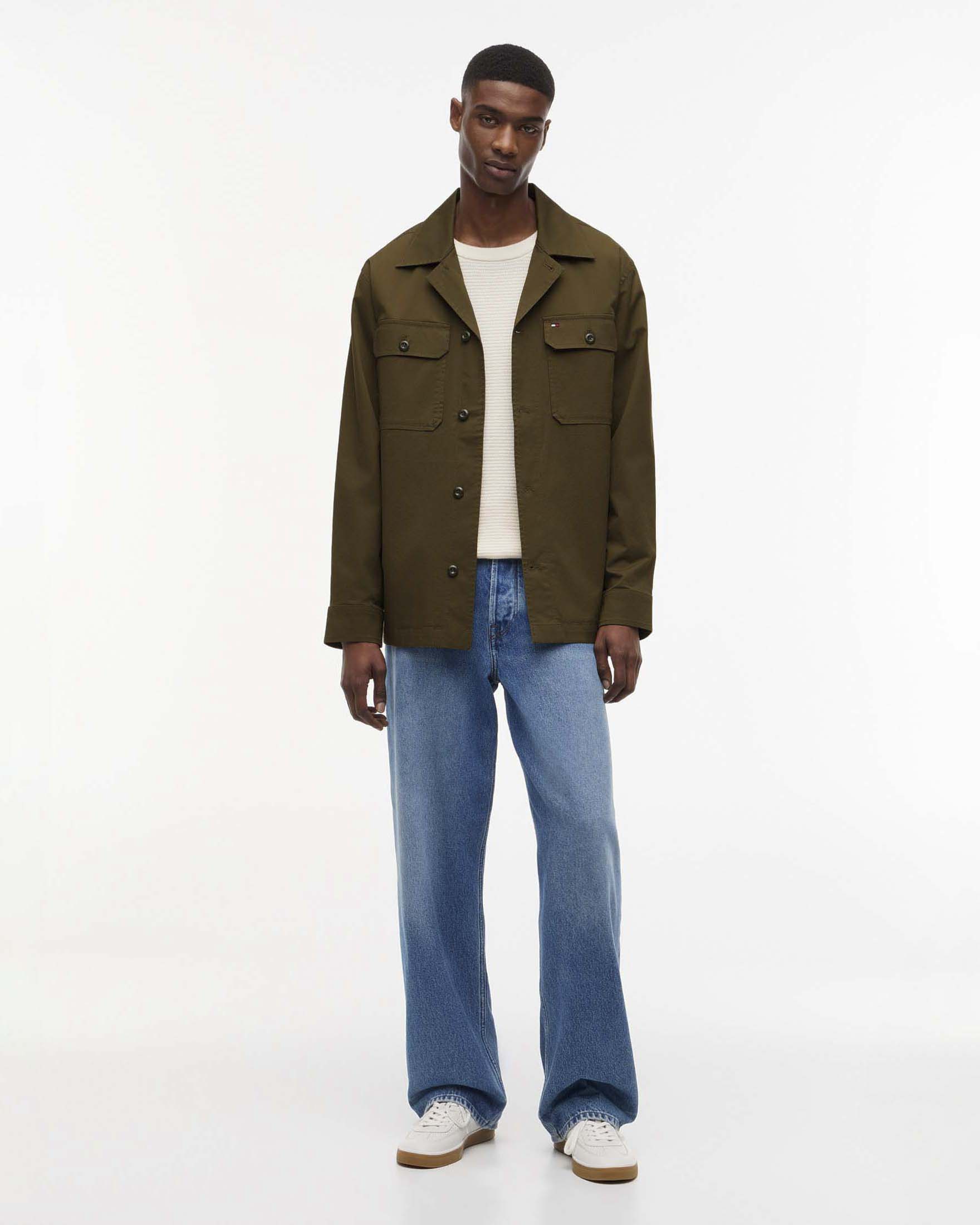 Overshirt regular fit Tommy Hilfiger color fango in cotone stretch