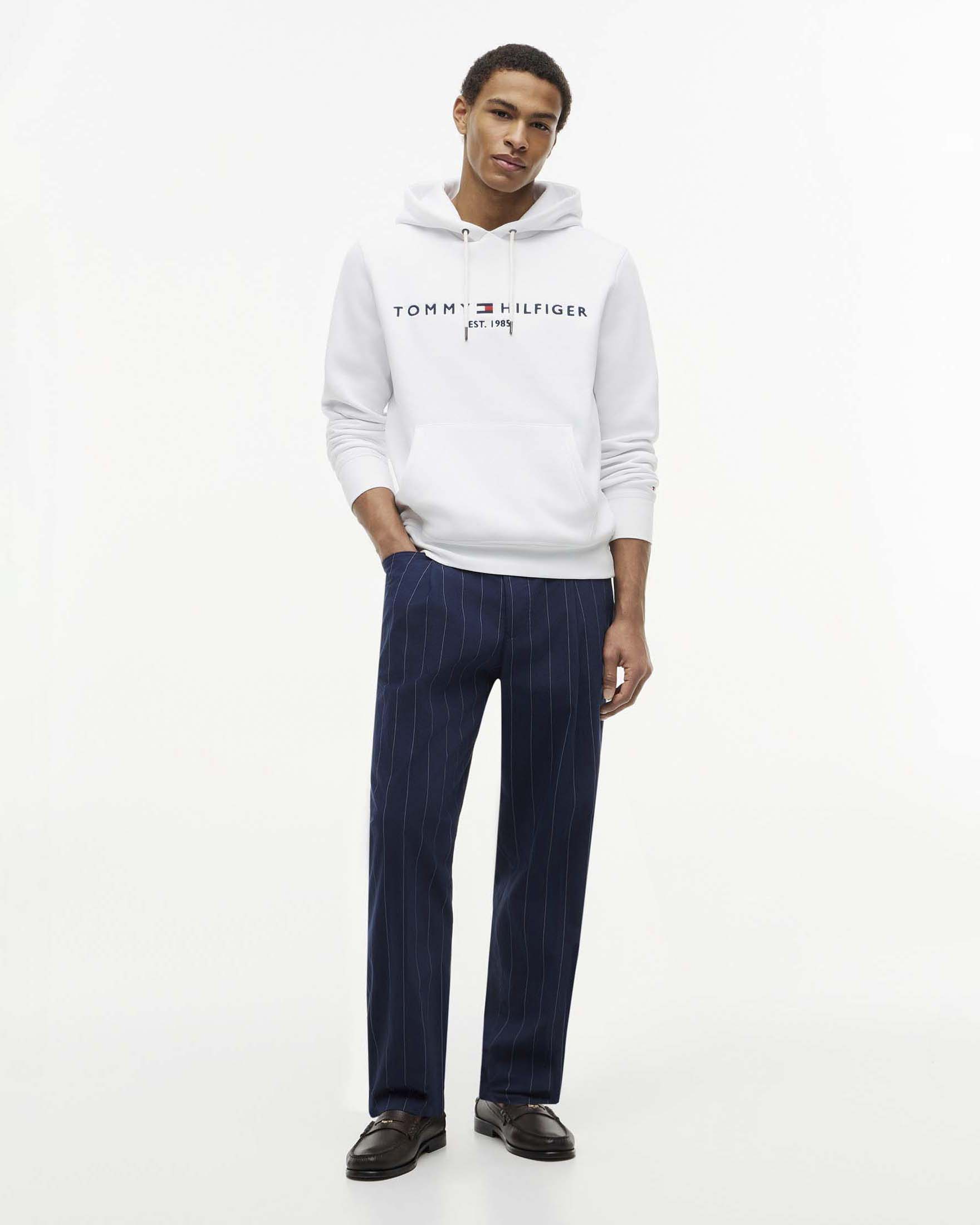 Felpa con cappuccio Tommy Hilfiger bianca con logo ricamato