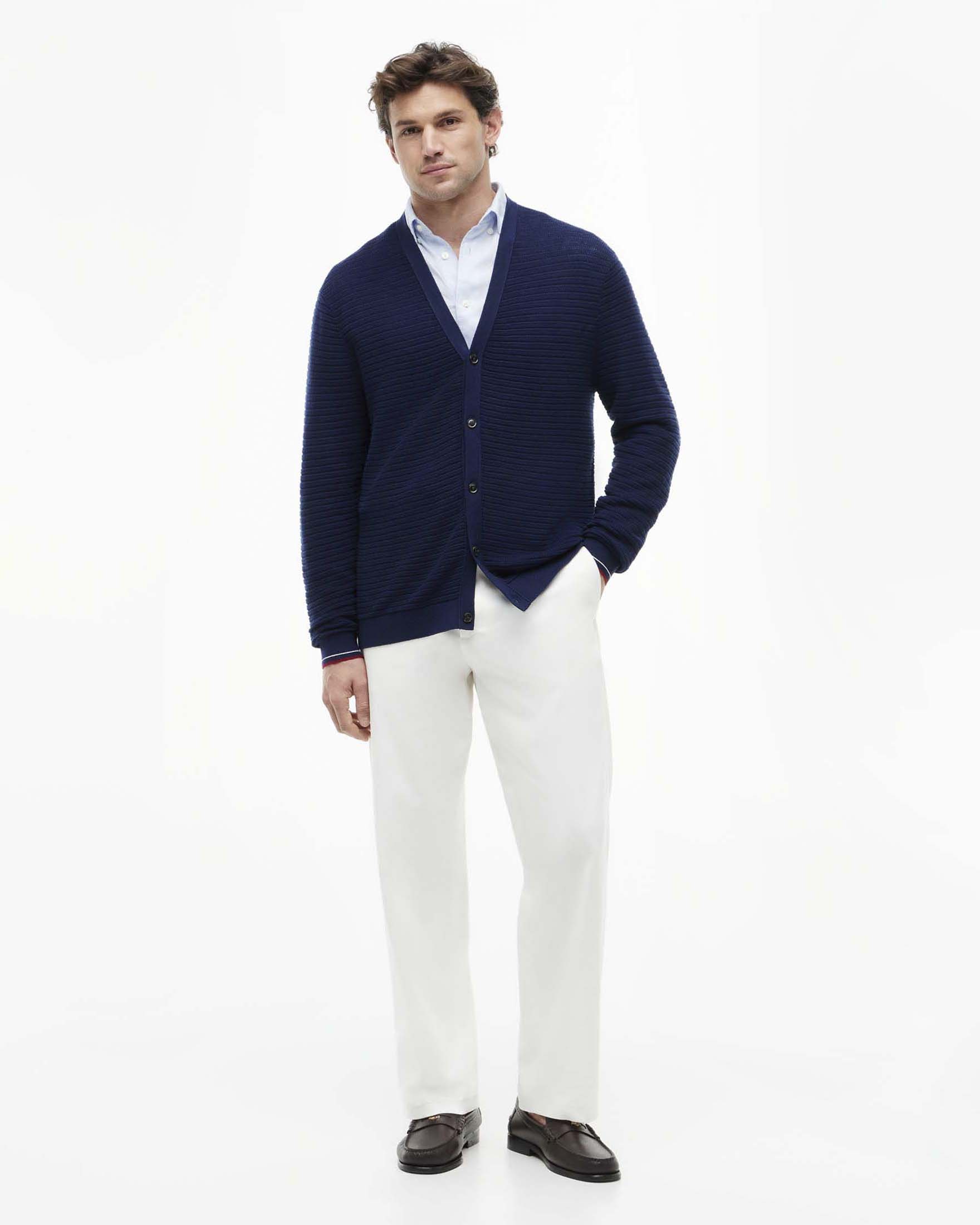 Cardigan blu Tommy Hilfiger relaxed fit in cotone seta e cashmere