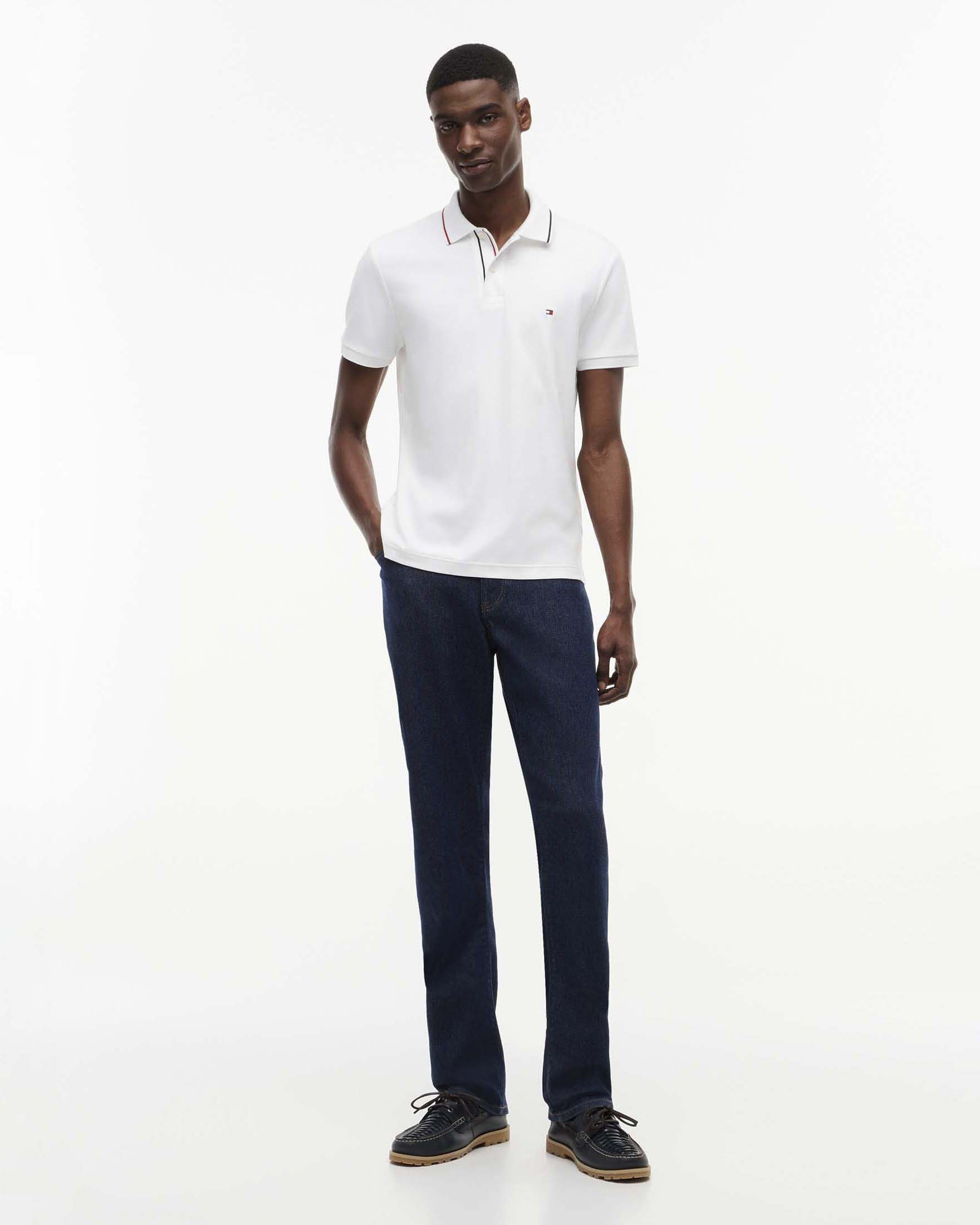 Polo Tommy Hilfiger bianca in cotone mercerizzato