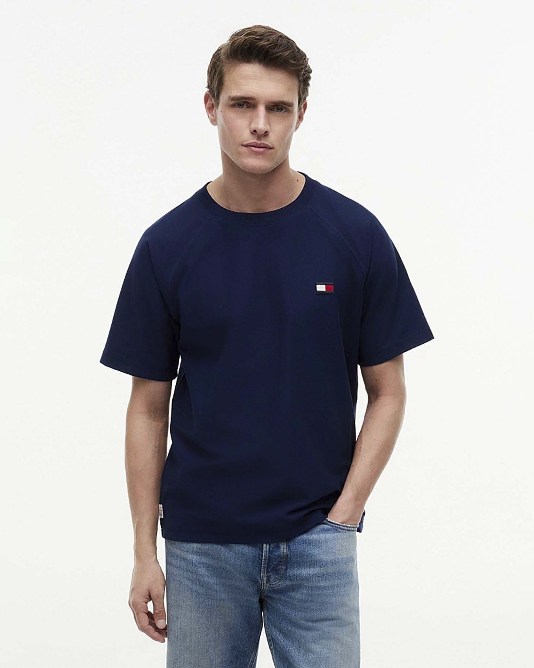 T-shirt Tommy Hilfiger Relaxed Fit in jersey pesante di cotone blu navy