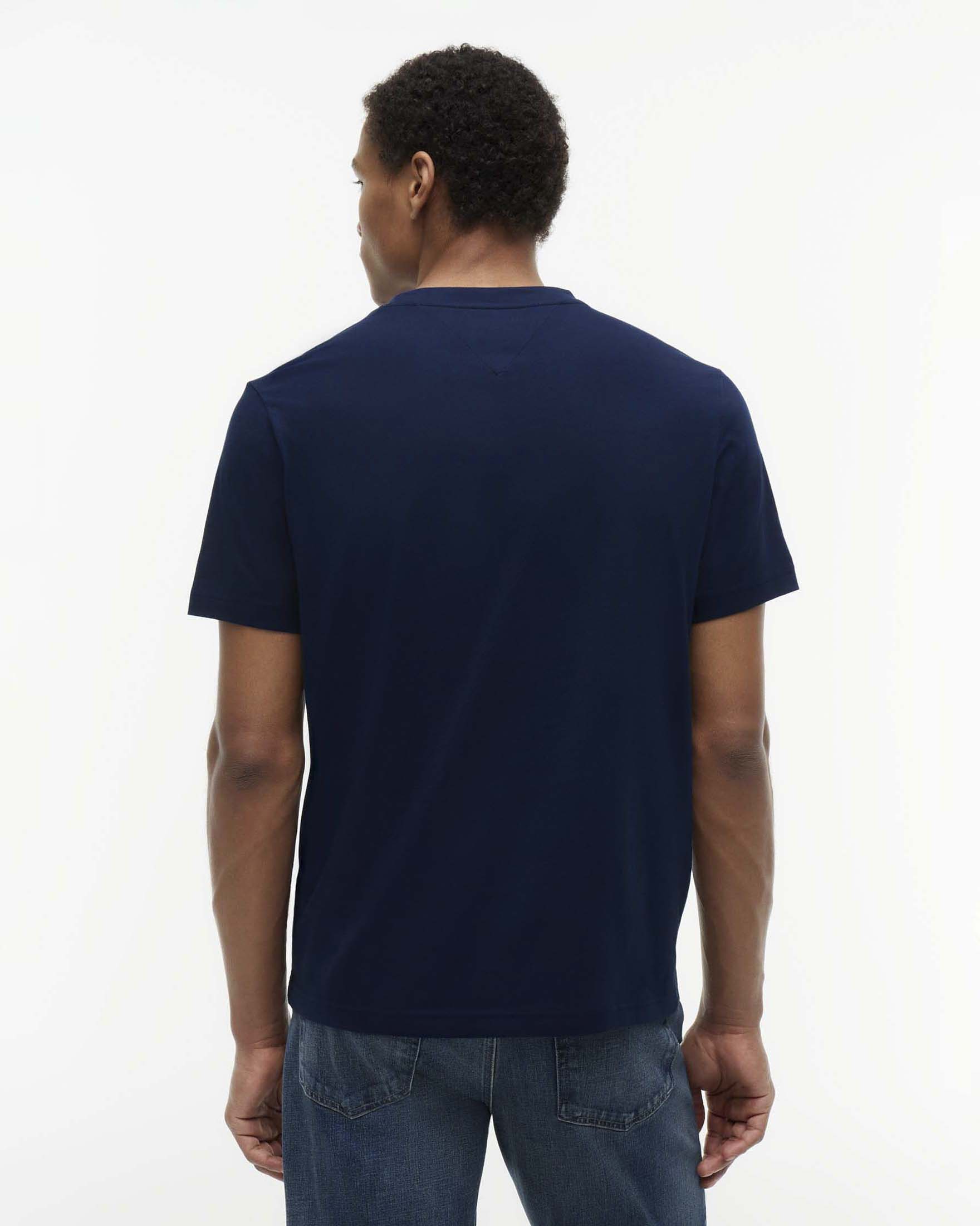 T-shirt Tommy Hilfiger blu Regular Fit in cotone con righe e taschino image