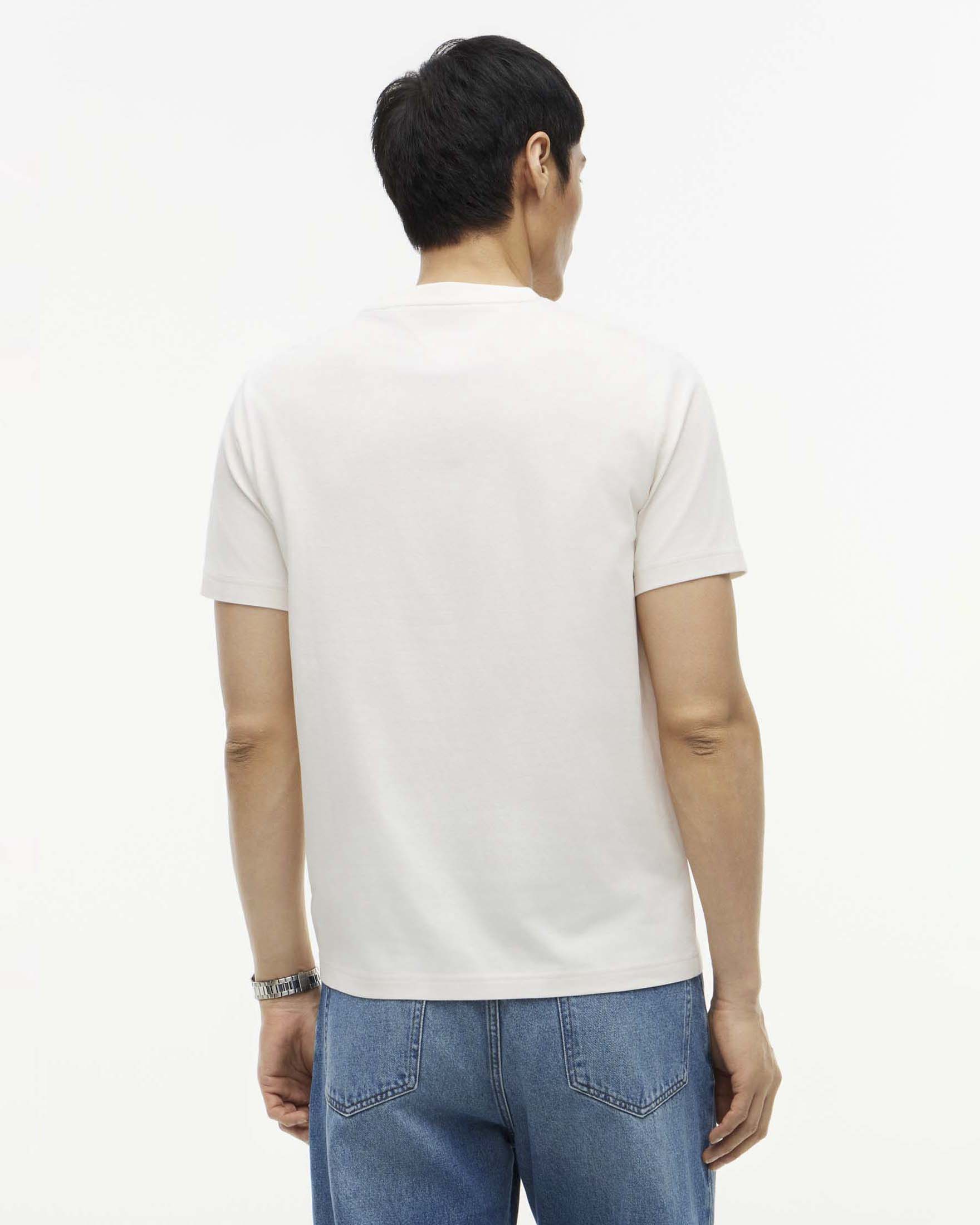 T-shirt Tommy Hilfiger panna Regular Fit in cotone con righe e taschino image