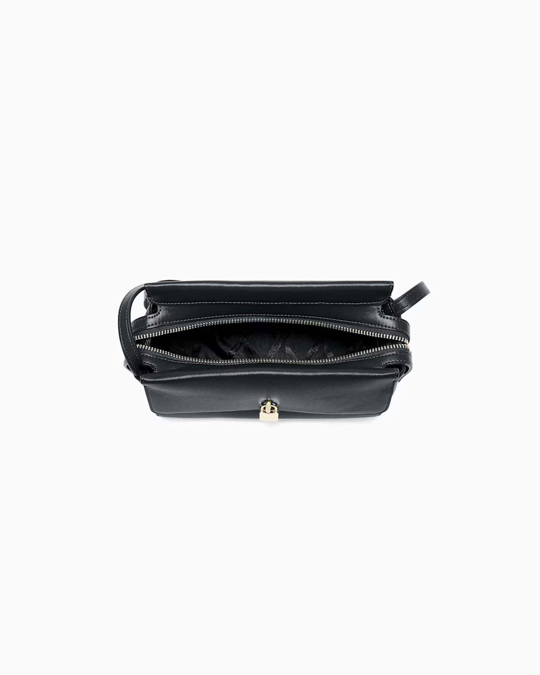 Borsa messanger Armani Exchange nera in similpelle liscia con lucchetto e tracolla regolabile image