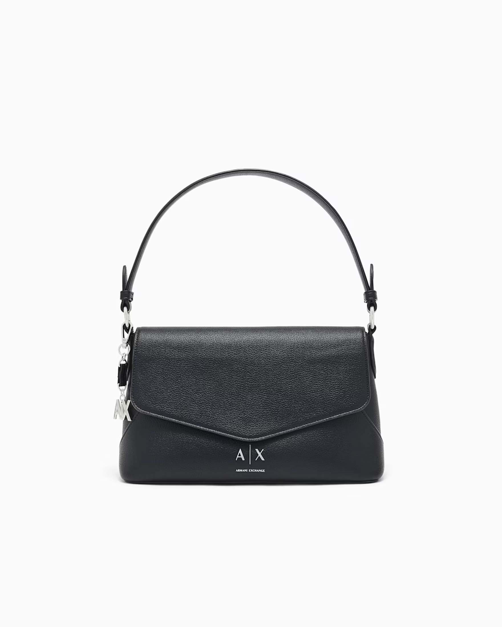 Borsa a spalla Isabel Armani Exchange nera con patta frontale e tracolla removibile