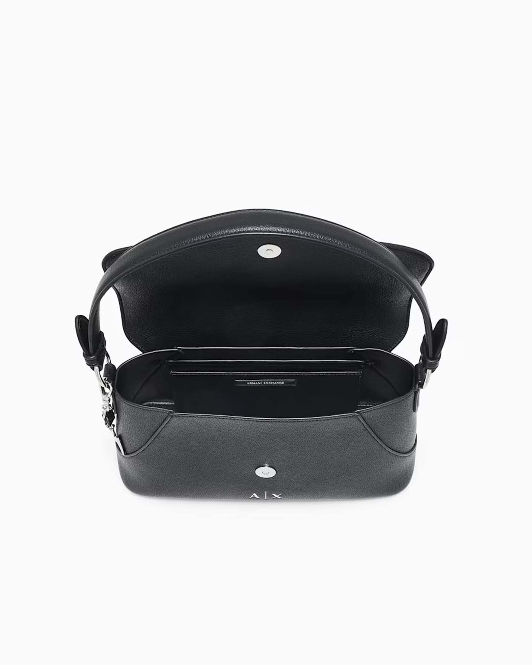 Borsa a spalla Isabel Armani Exchange nera con patta frontale e tracolla removibile image