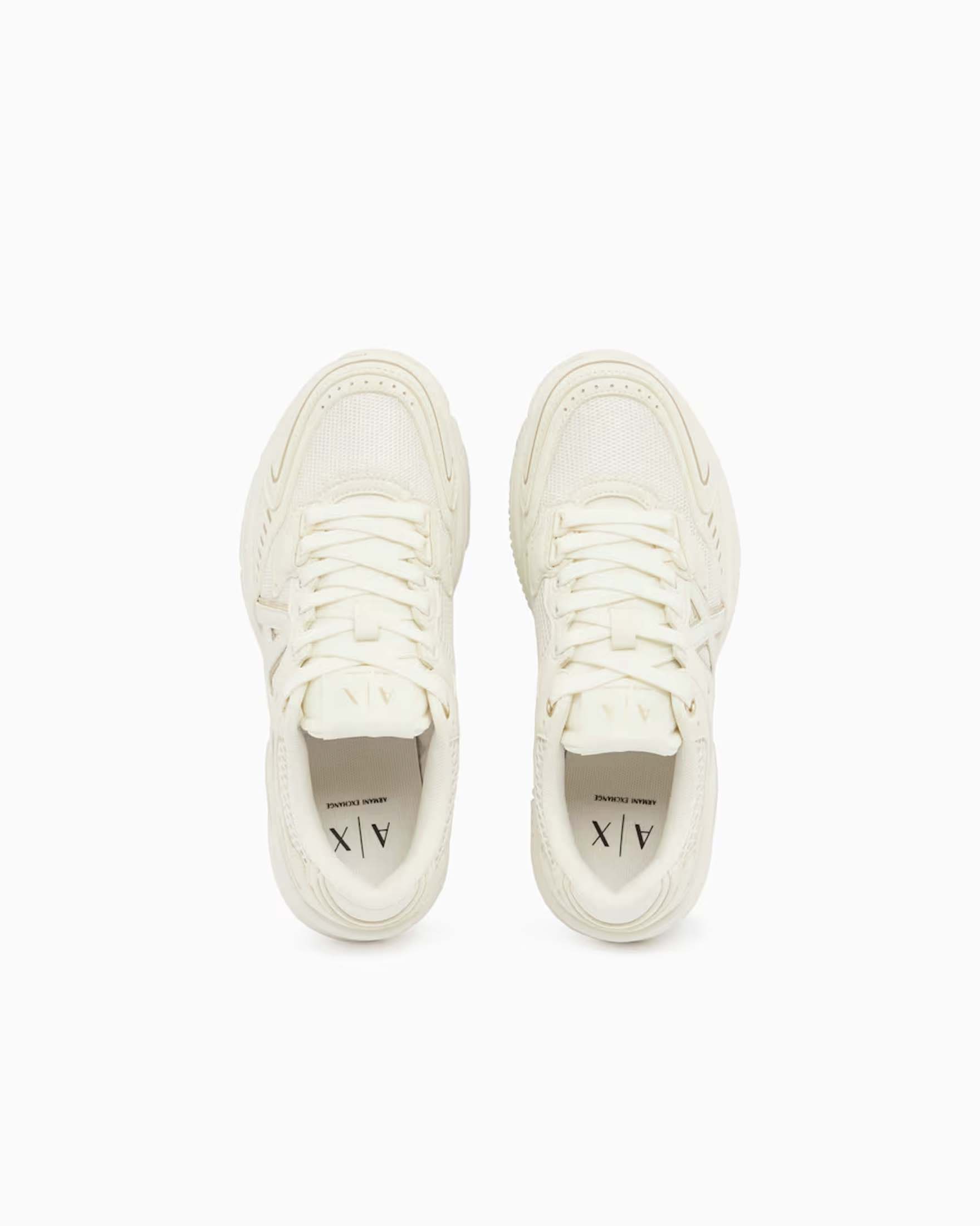Sneakers Speed Zebra Armani Exchange color panna e oro in rete e microfibra con dettagli lucidi image