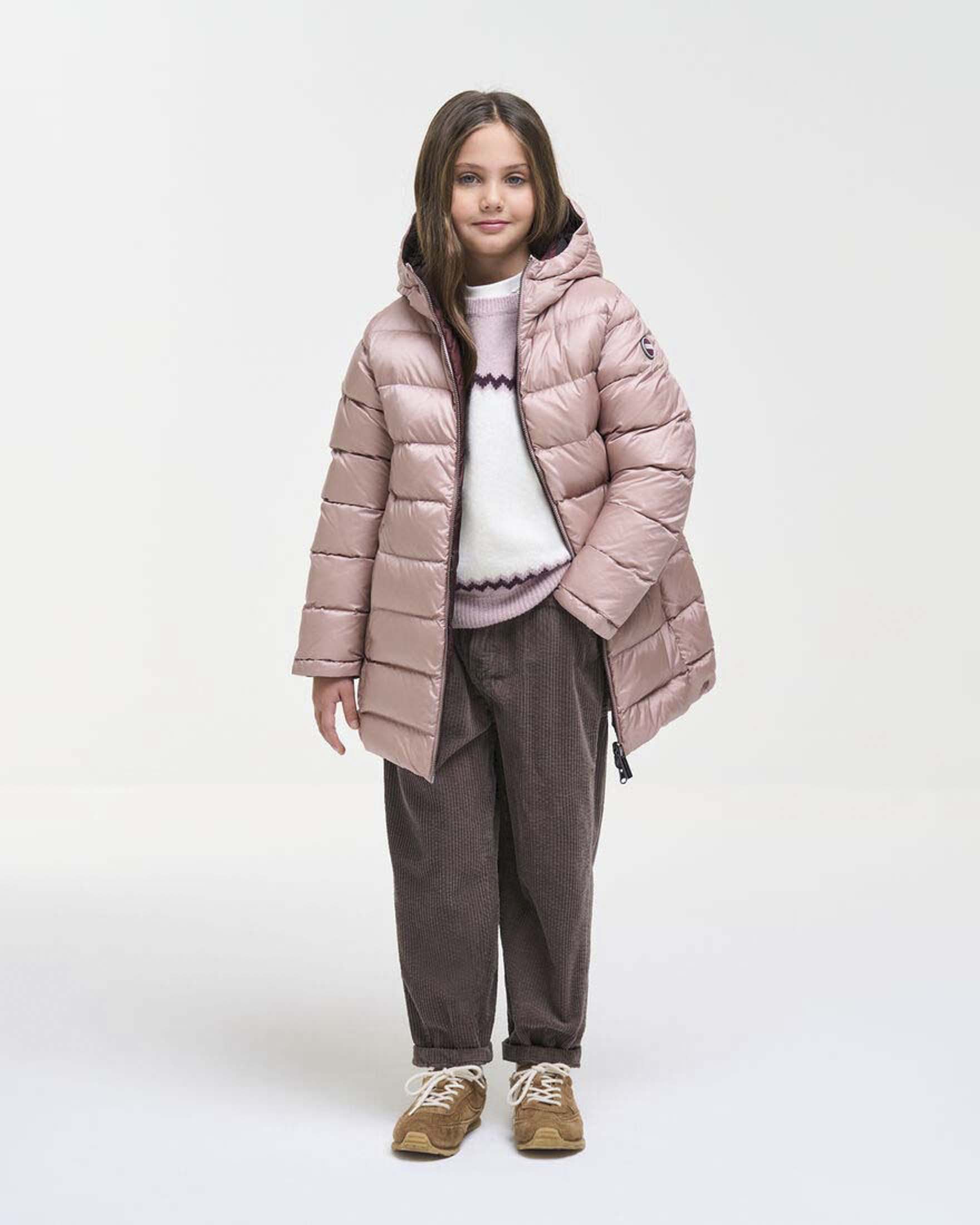 Piumino lungo Colmar double face rosa e color vinaccia