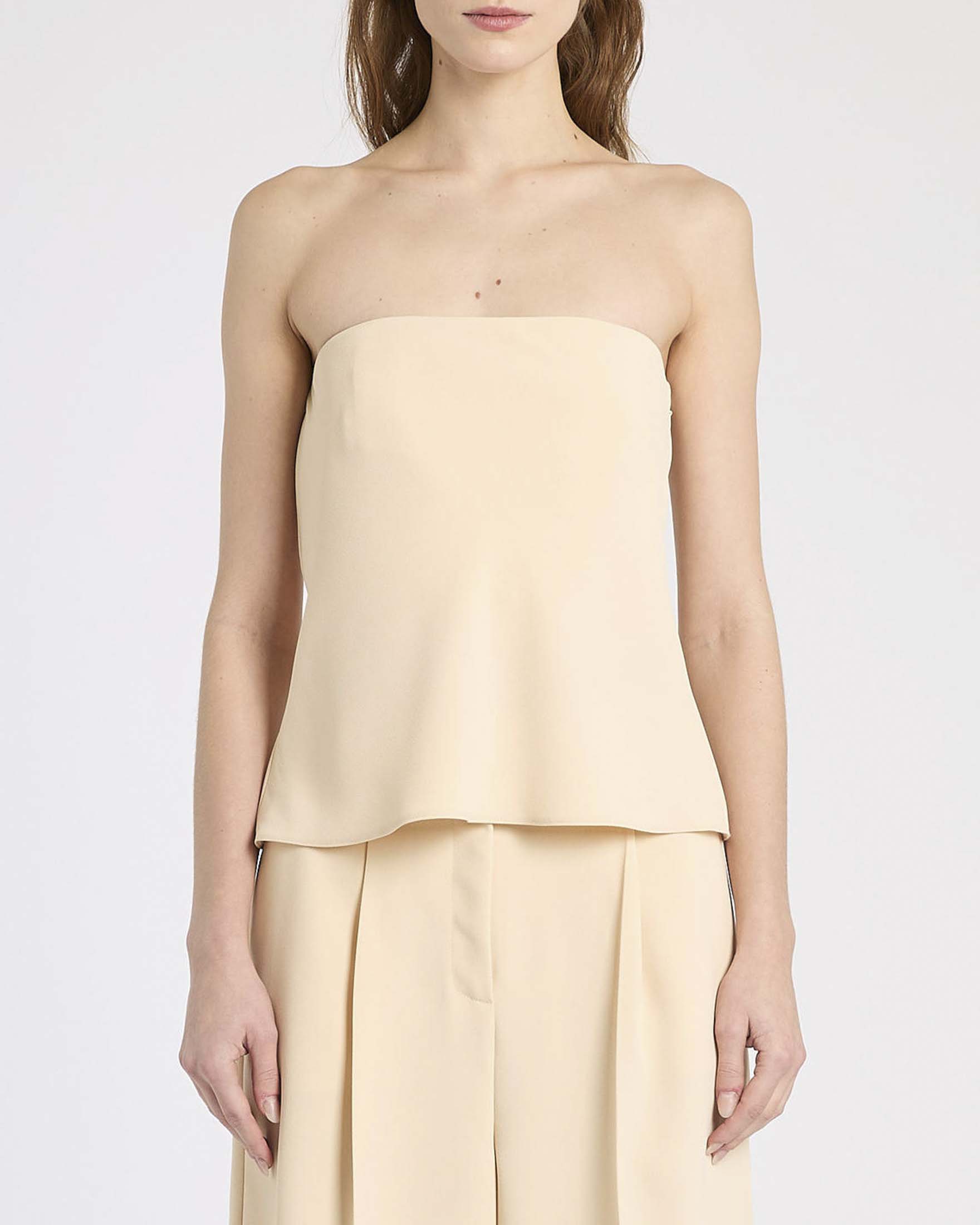 Top bustier Marella 365 color cipria in crêpe envers satin strutturato