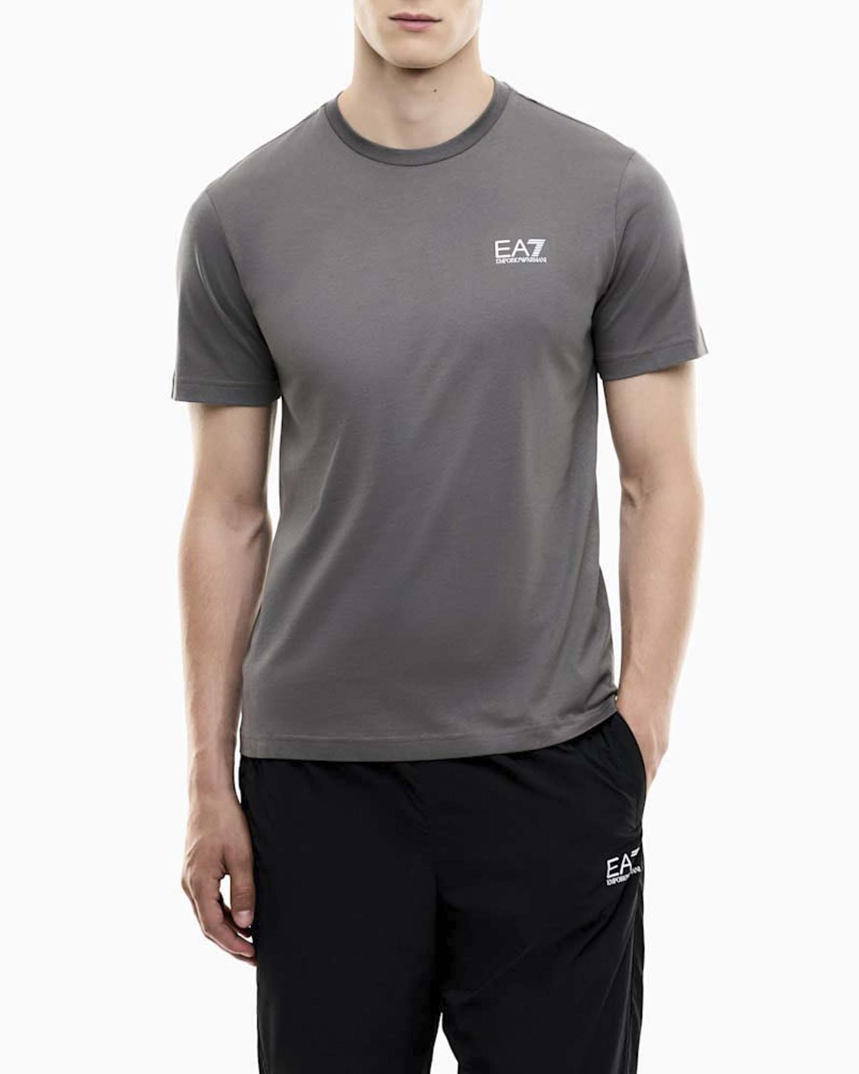 T-shirt EA7 blu mezza manica in puro pima cotton