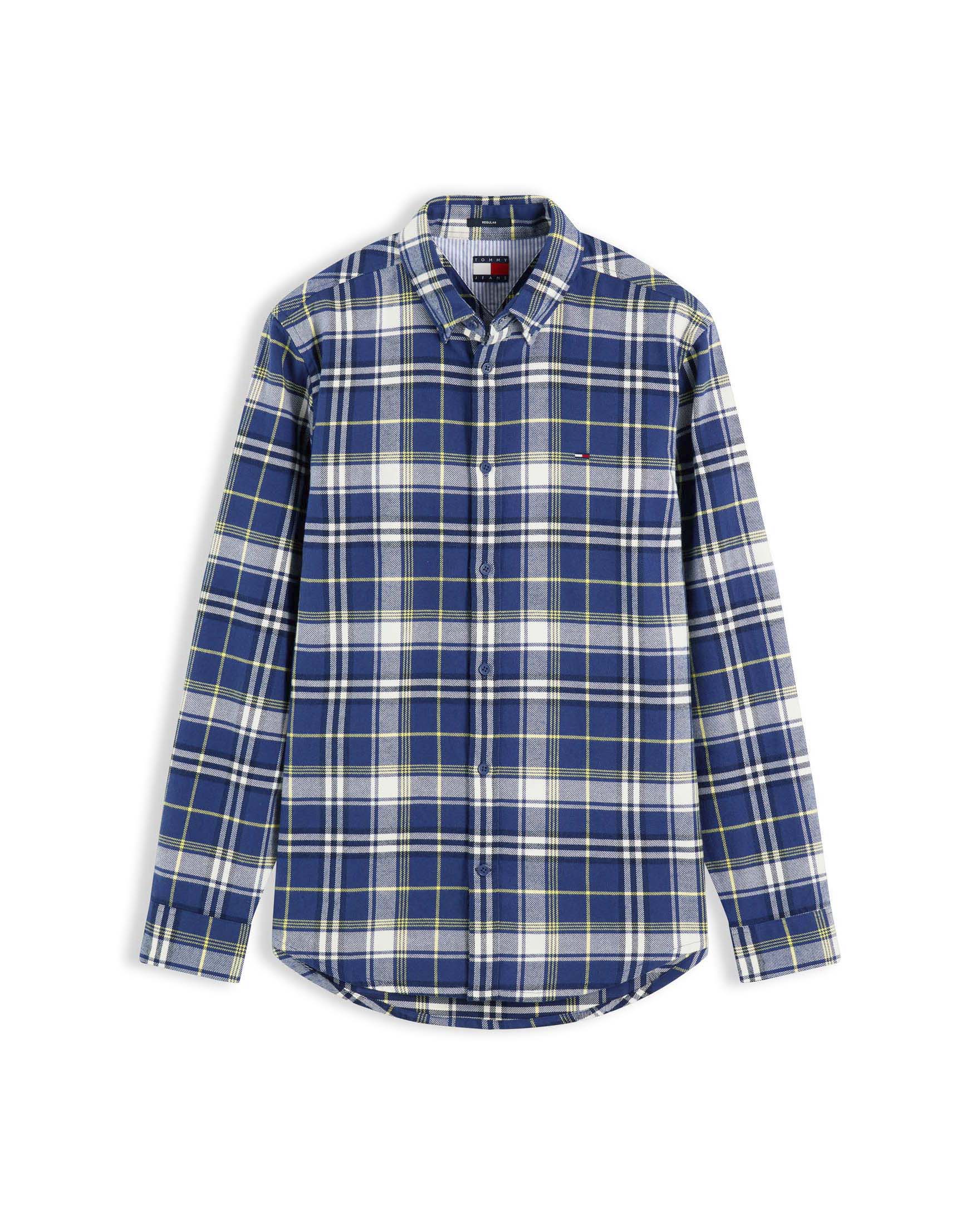 Camicia Regular Fit Tommy Jeans blu a quadri in flanella di cotone