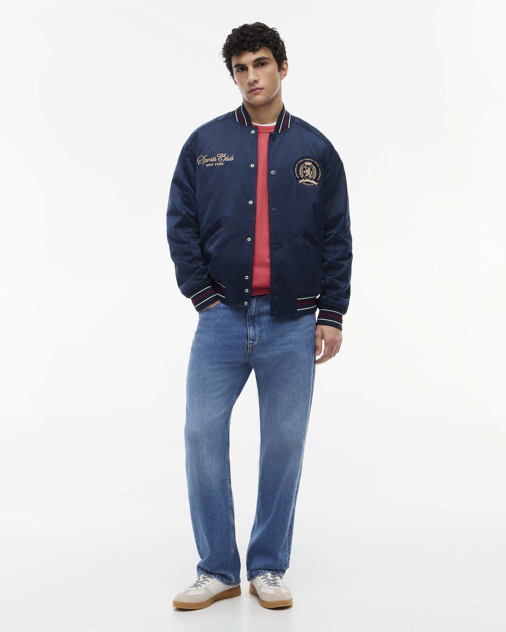 Bomber Relaxed Fit Tommy Jeans blu scuro con patch