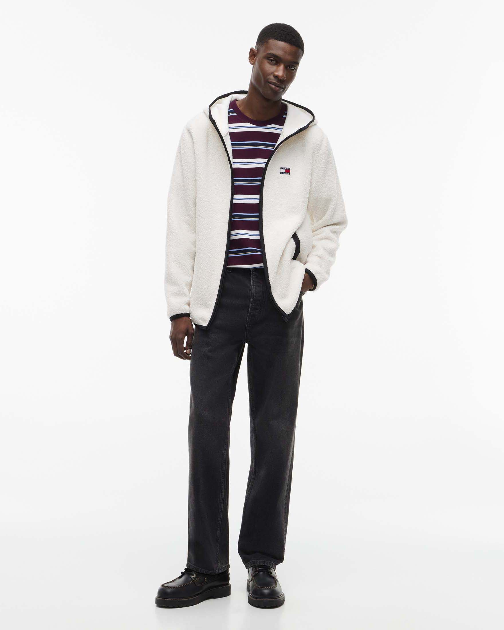 Giubbino Regular Fit Tommy Jeans bianco in sherpa