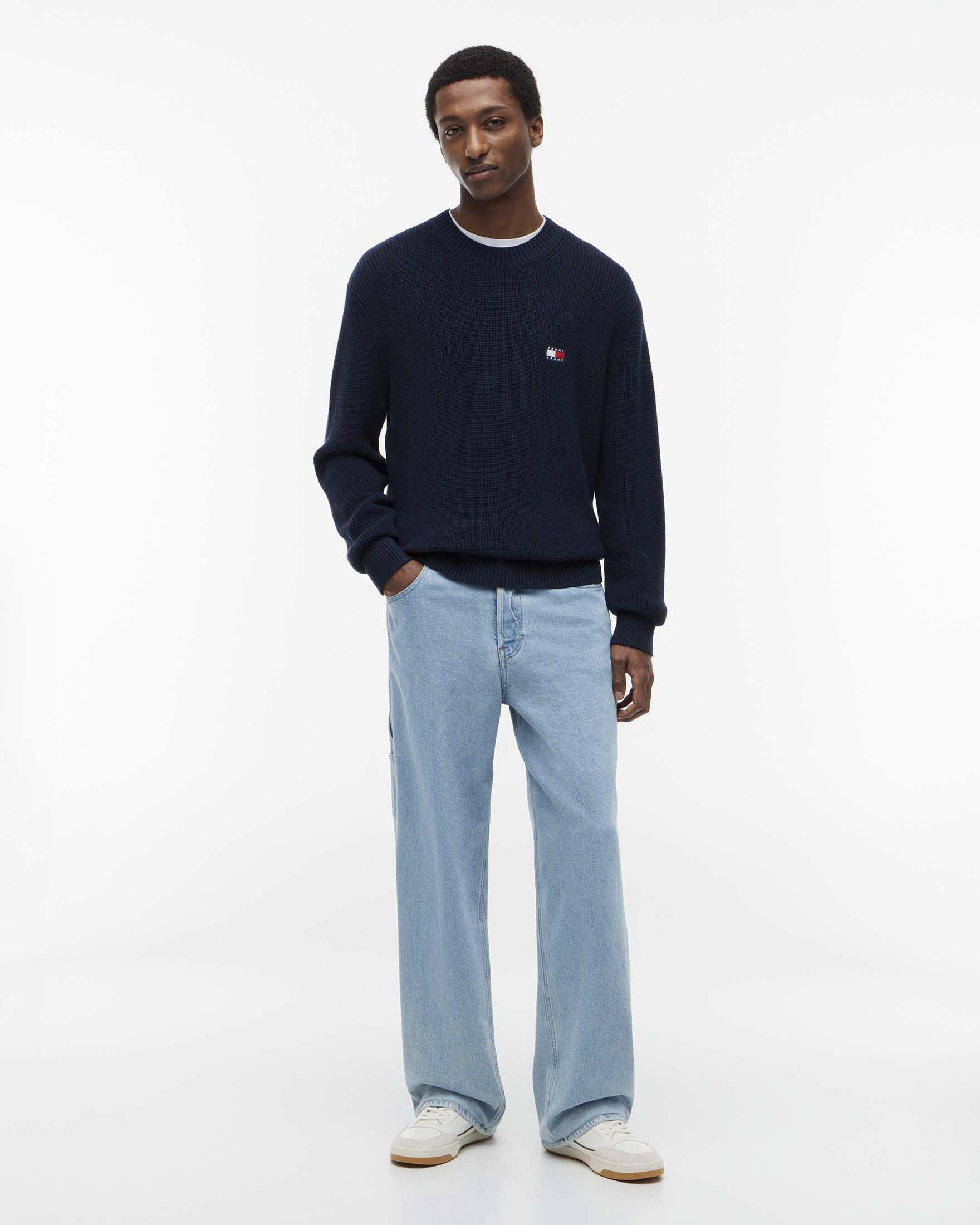 Maglione Regular Fit Tommy Jeans blu in puro cotone finezza 7