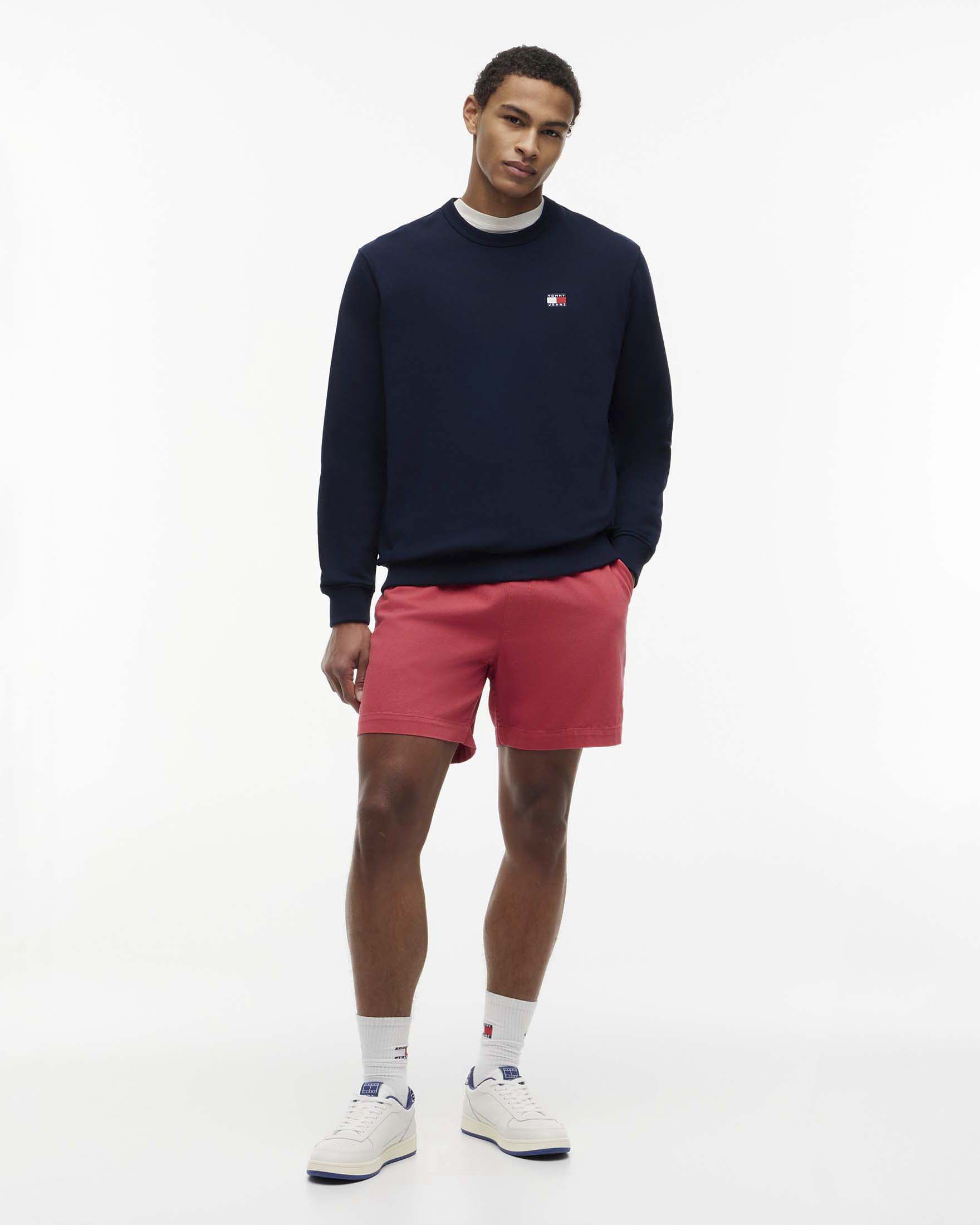 Felpa girocollo Tommy Jeans blu in cotone spazzolato