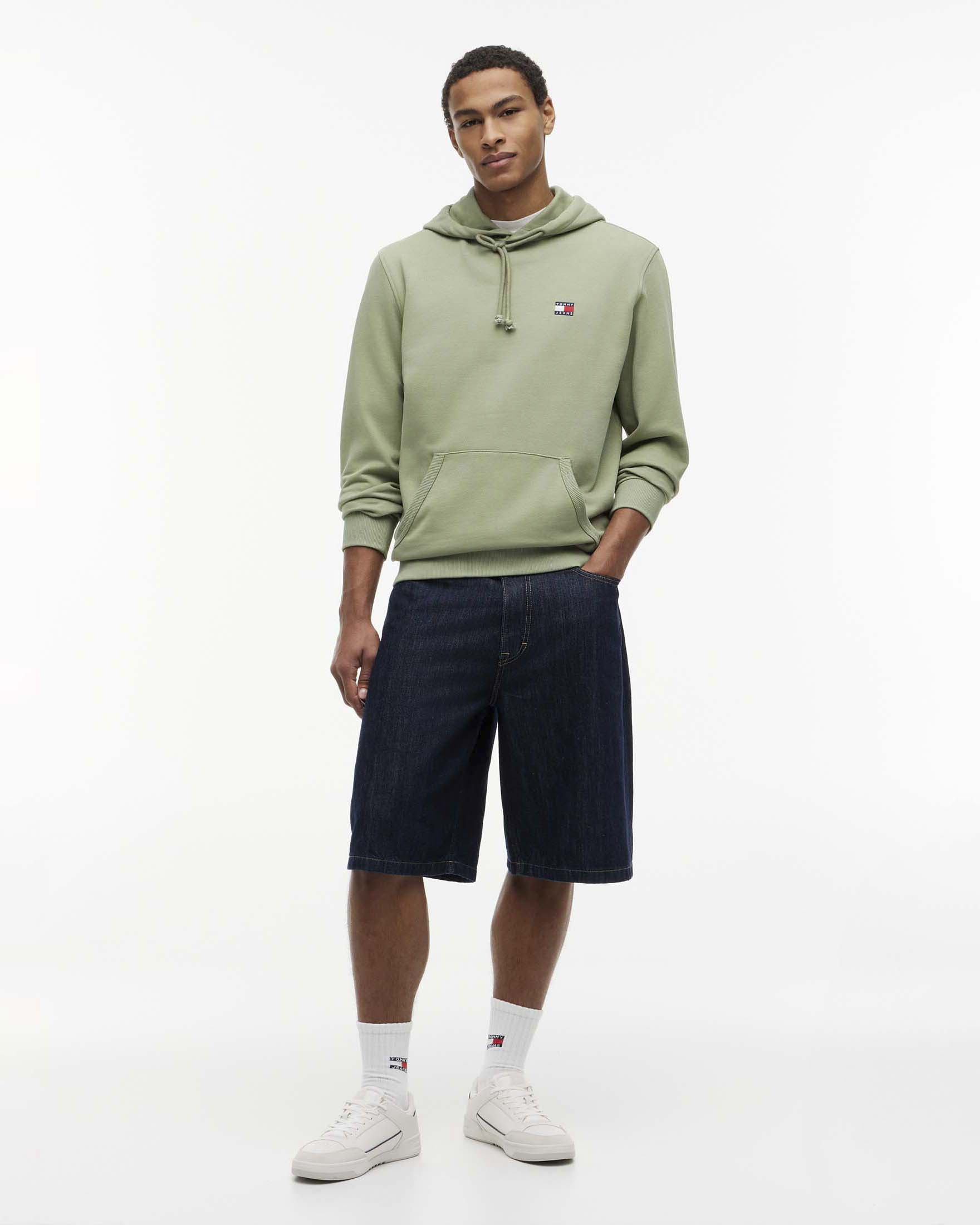 Felpa verde salvia con cappuccio Tommy Jeans in cotone