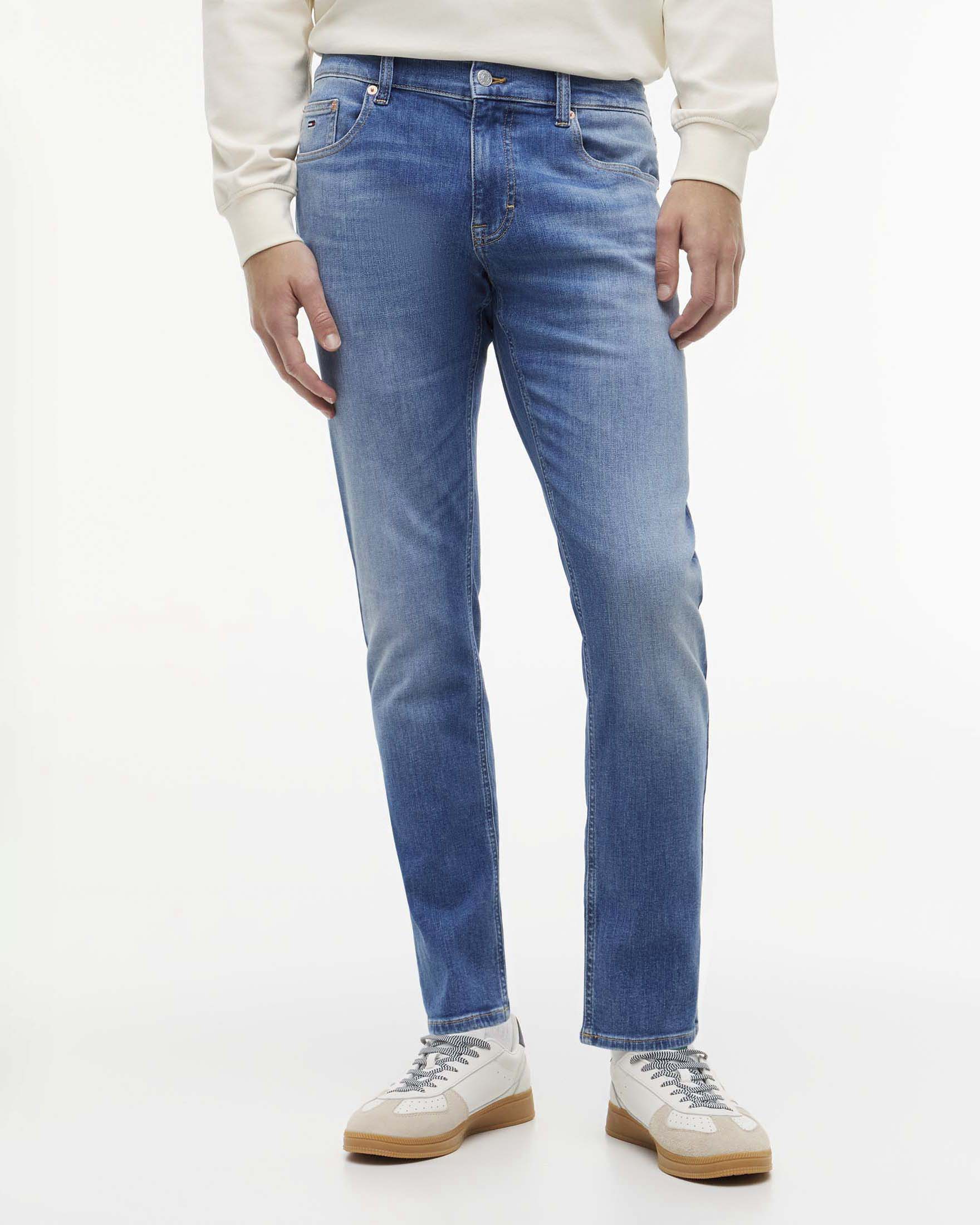 Jeans Austin Tommy Jeans slim tapered in denim blu lavaggio chiaro stone washed