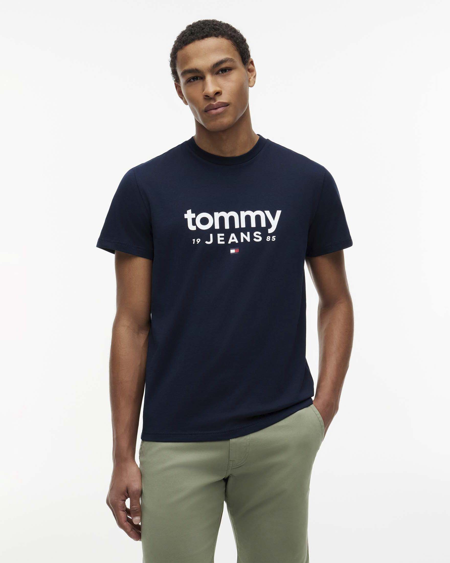 T-shirt Tommy Jeans blu in cotone con logo grafico
