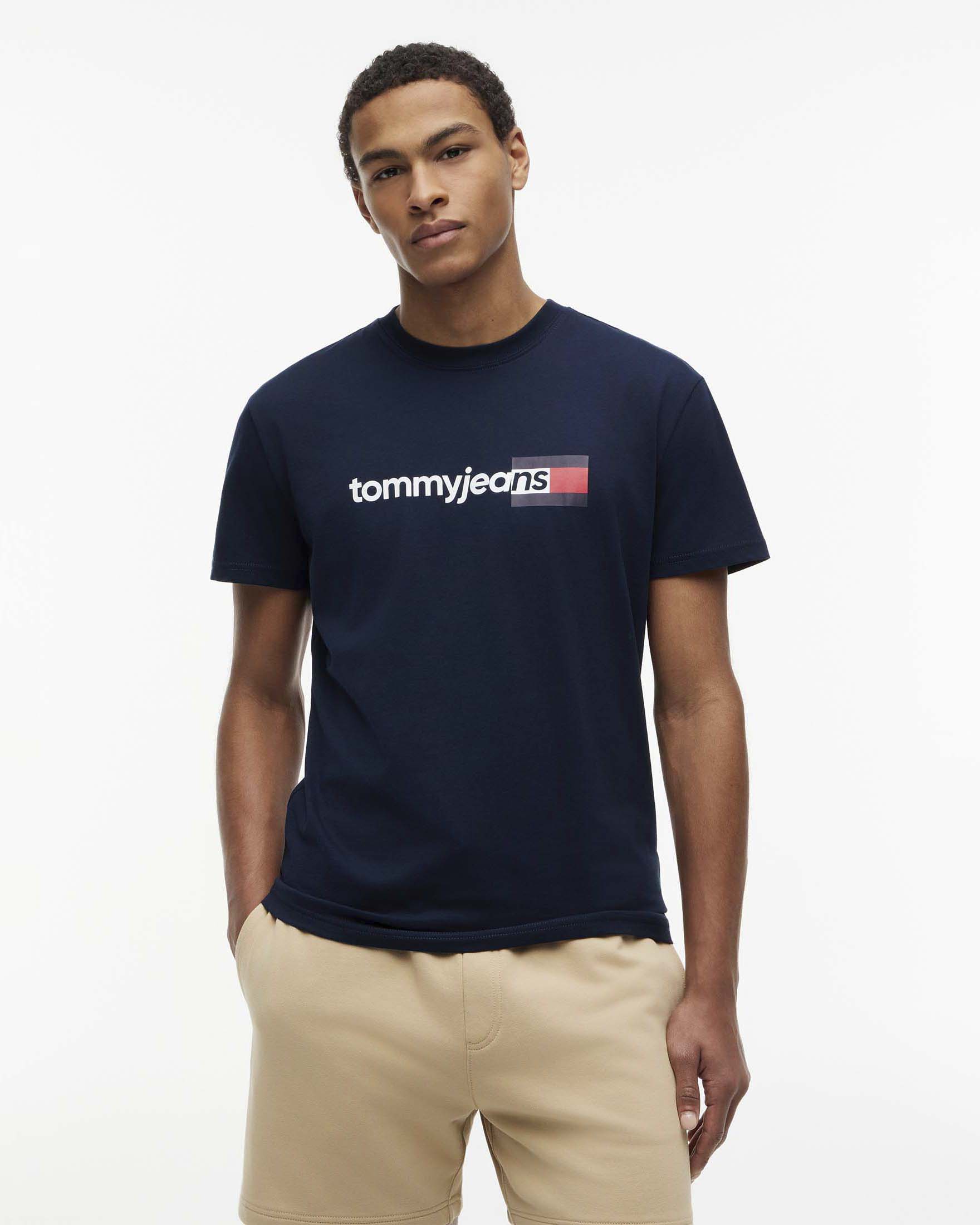 T-shirt Tommy Jeans blu regular fit in cotone con logo