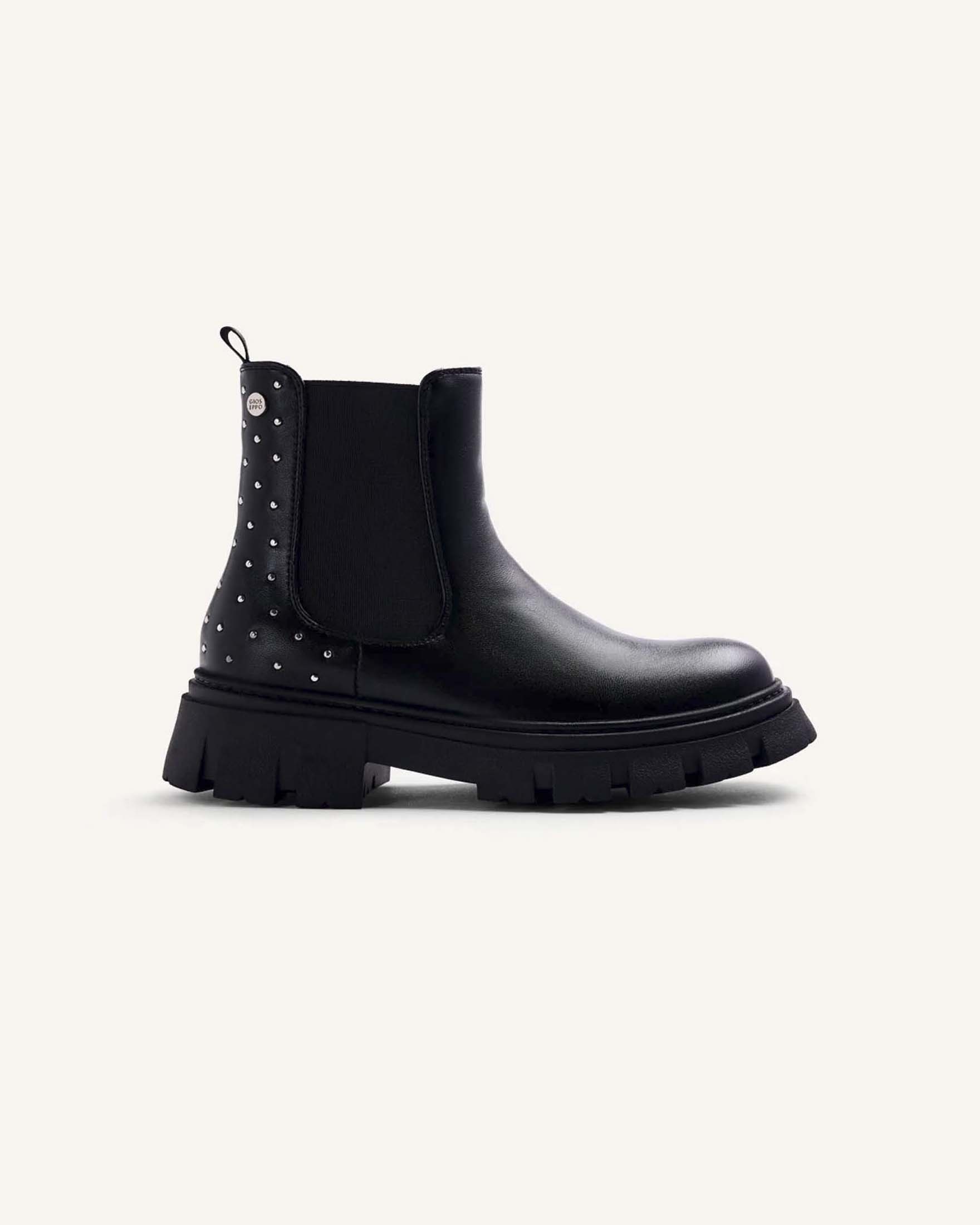 Stivaletto nero Gioseppo in ecopelle con borchie
