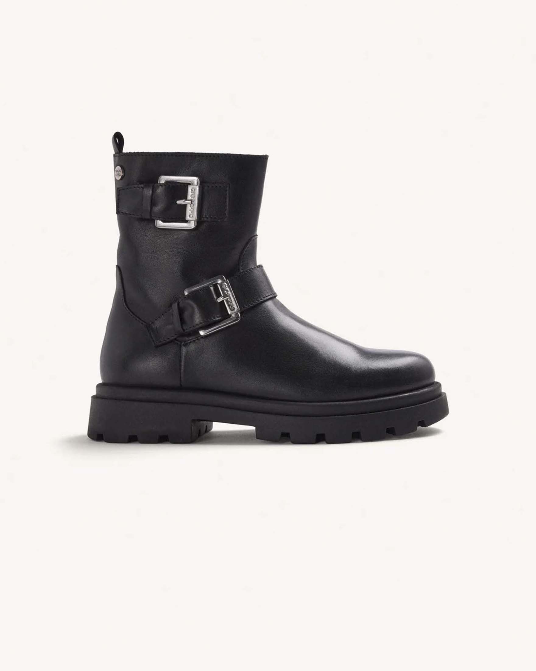 Biker nero Gioseppo in pelle con fibbie