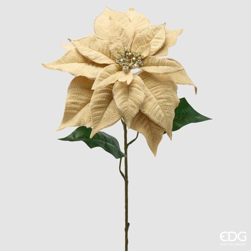 Stella di Natale Real Velvet Oro  Ramo con Foglie d.30 h.71 Edg