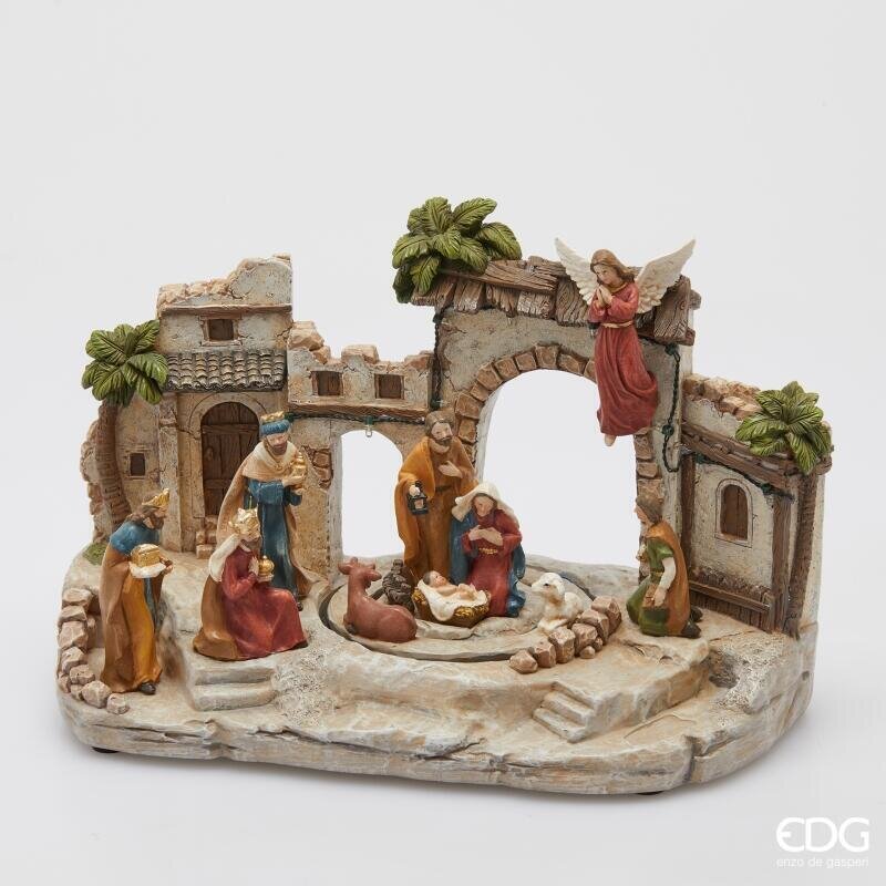 Diorama Presepe con Musica+Led+Movimento 18x34x22,5h Edg
