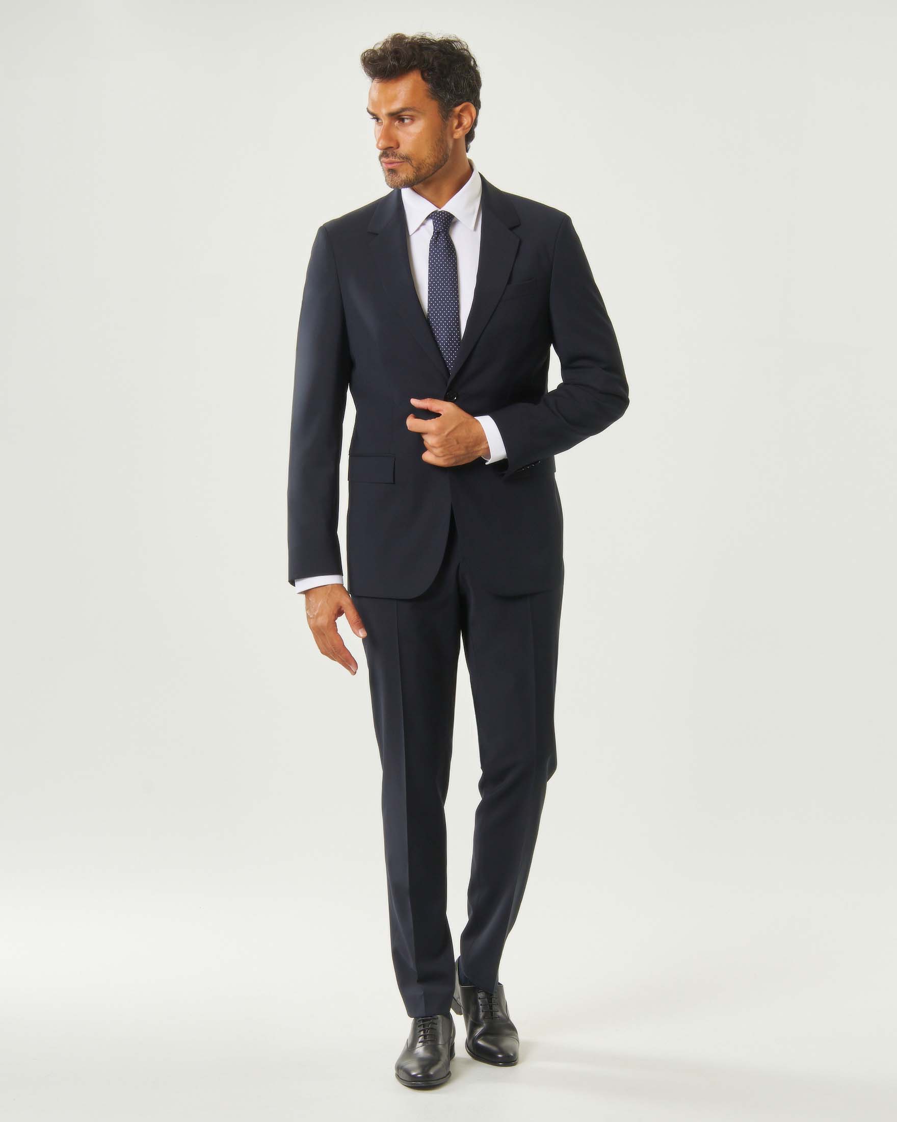 Abito Boss blu slim fit in lana vergine stretch