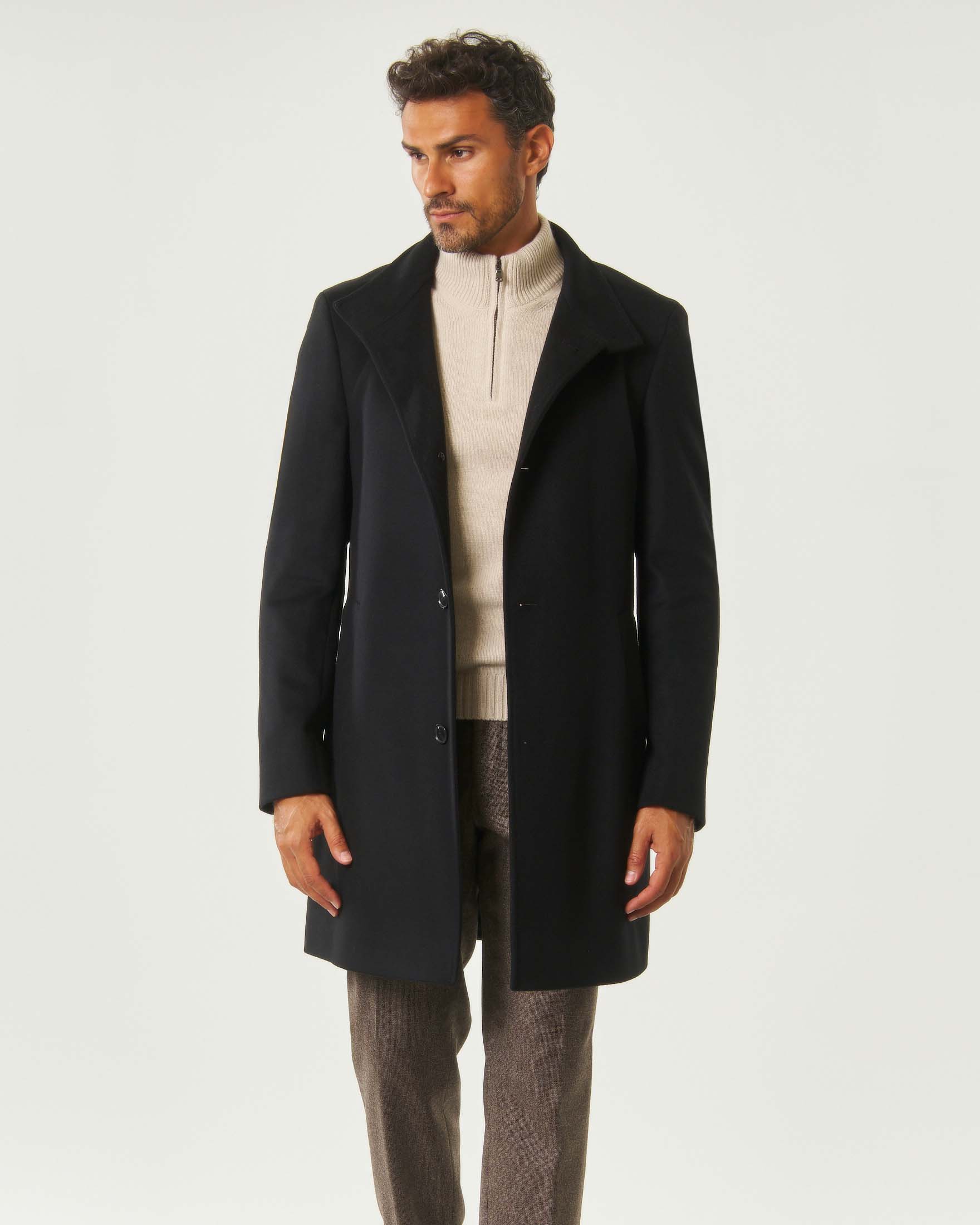 Cappotto Boss nero slim fit in lana e cashmere image
