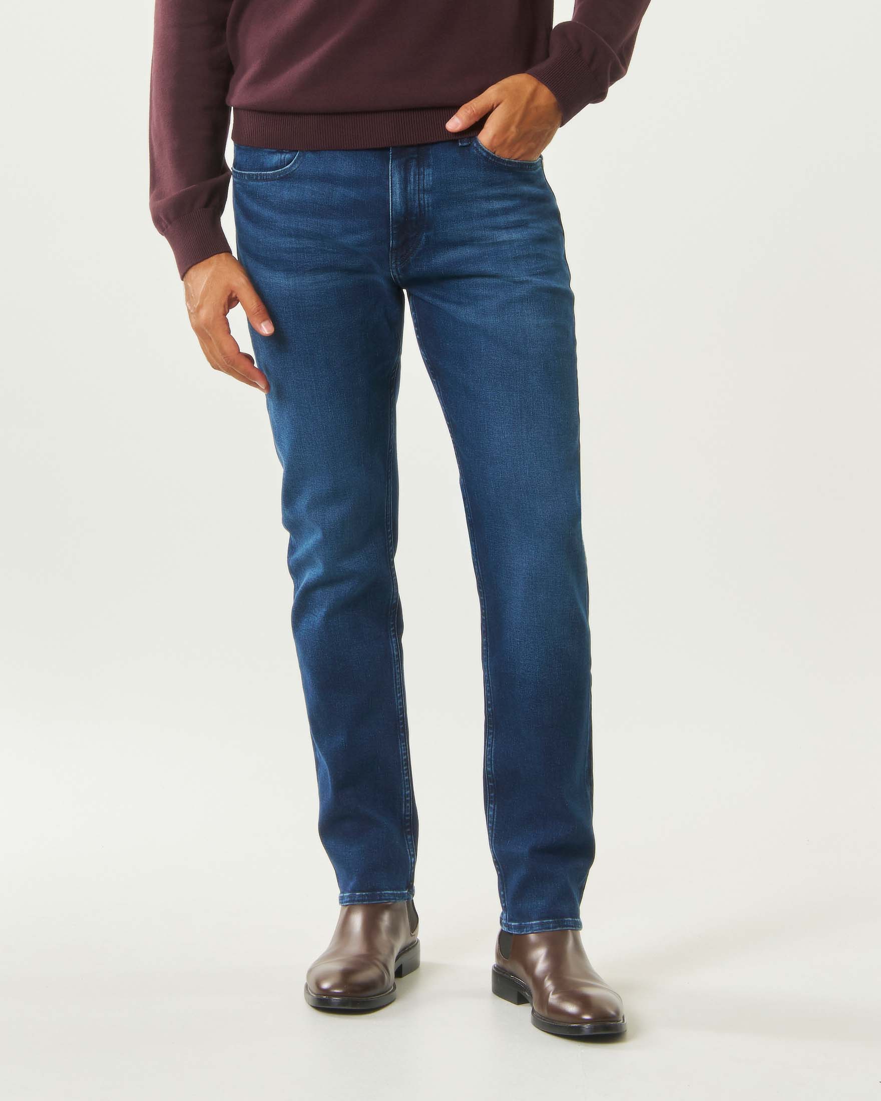 Jeans Boss Delaware slim fit in denim stretch blu scuro image