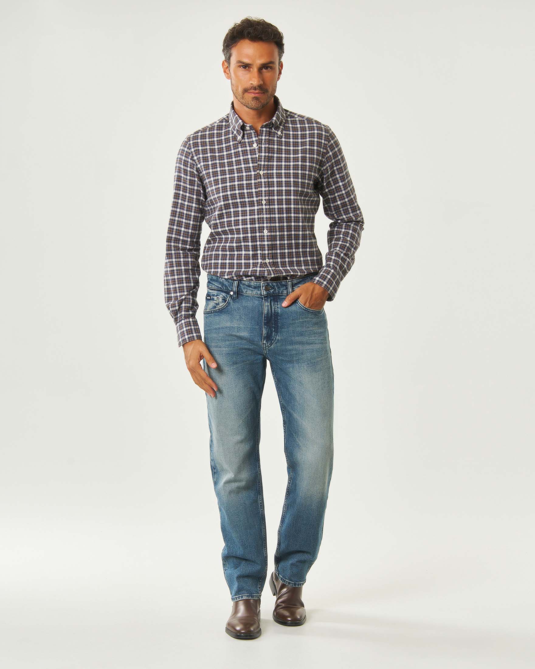 Jeans Boss Ogden straight fit in denim stretch blu medio