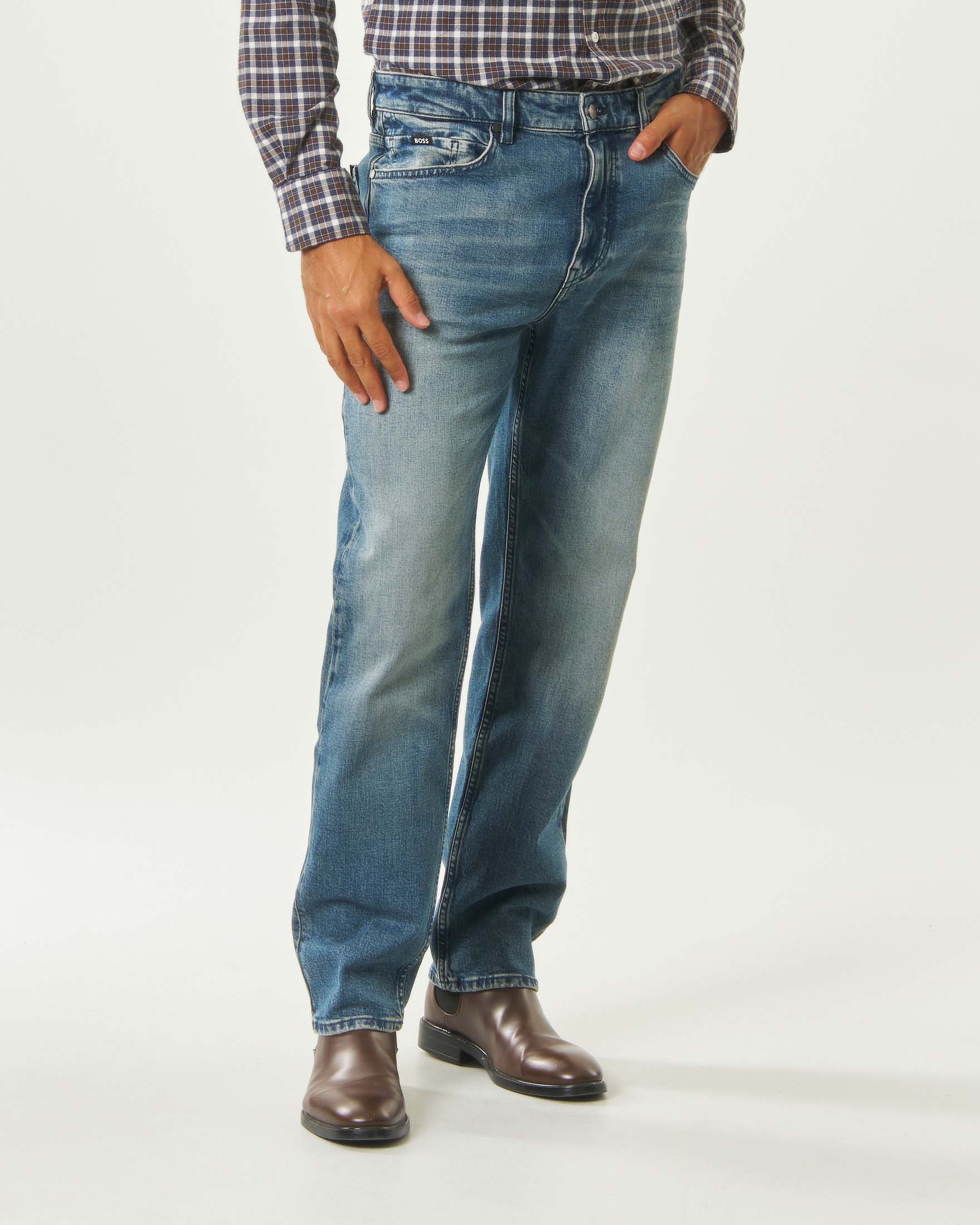 Jeans Boss Ogden straight fit in denim stretch blu medio image