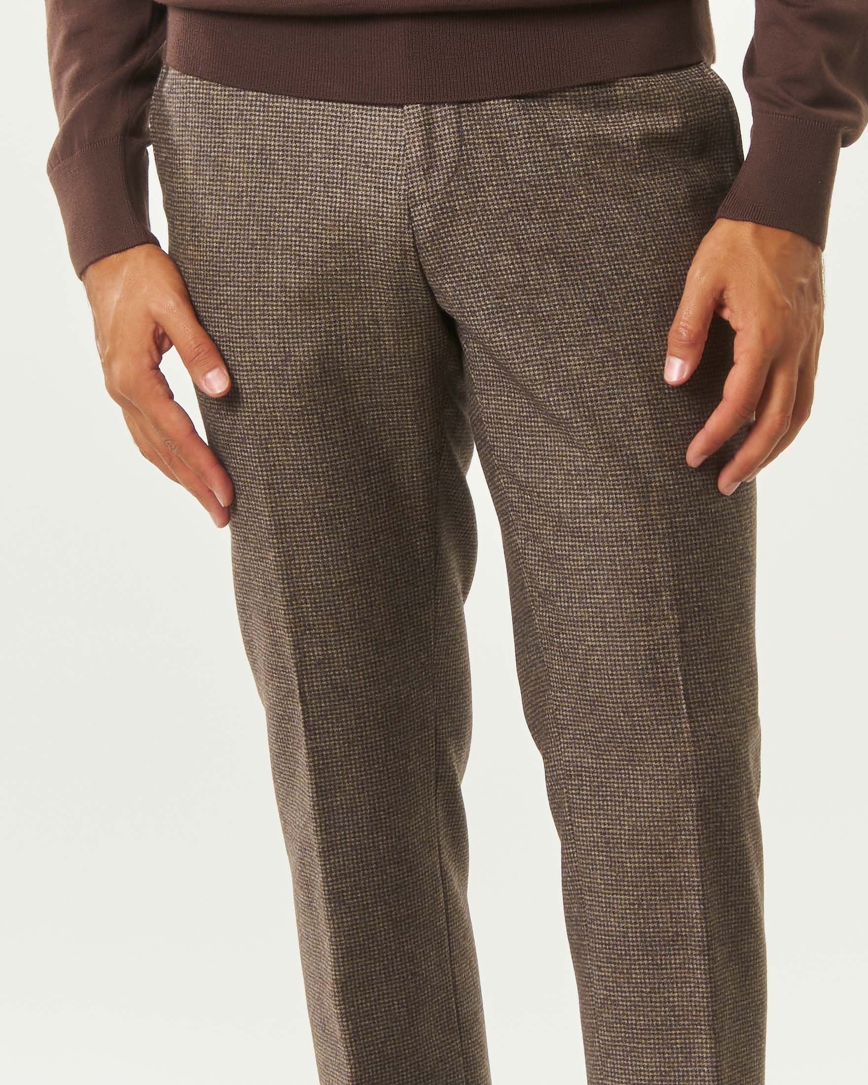 Pantalone Boss C-Genius noce slim fit in lana vergine micro motivo image