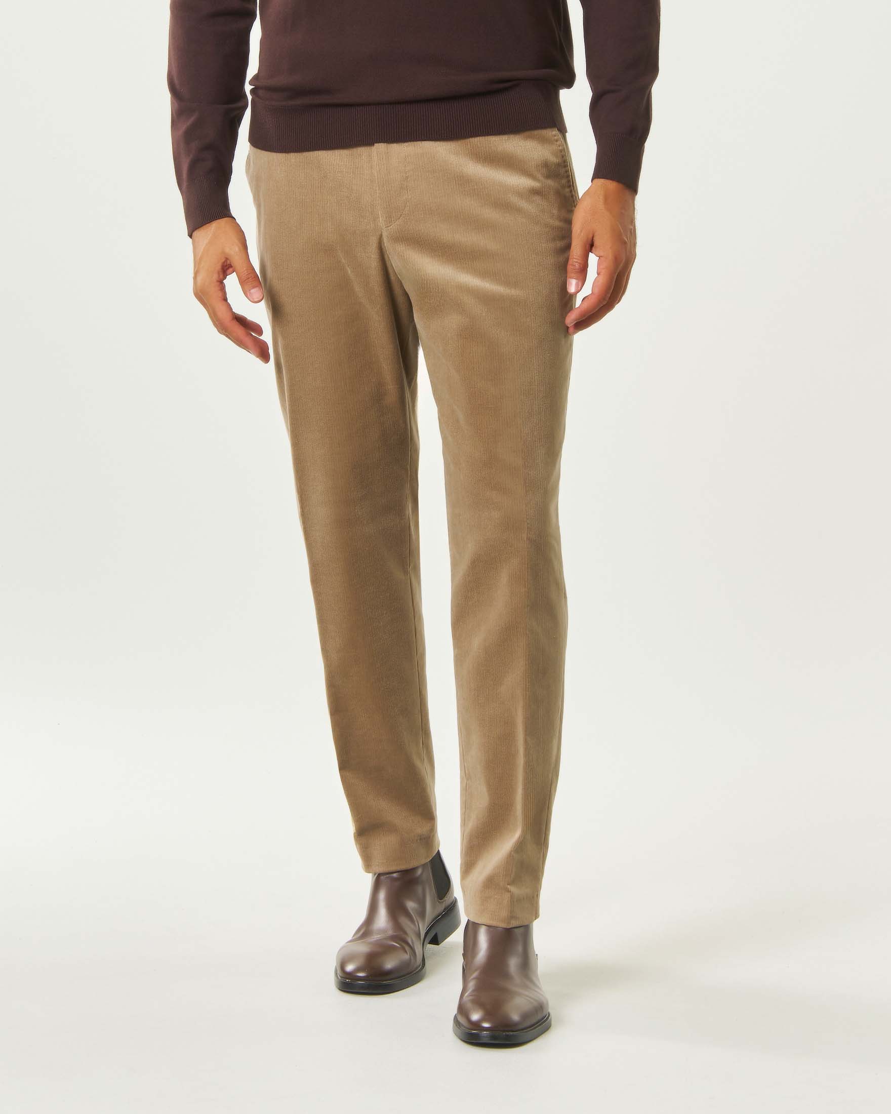 Pantalone Boss C-Perin color cammello tapered fit in velluto a coste image