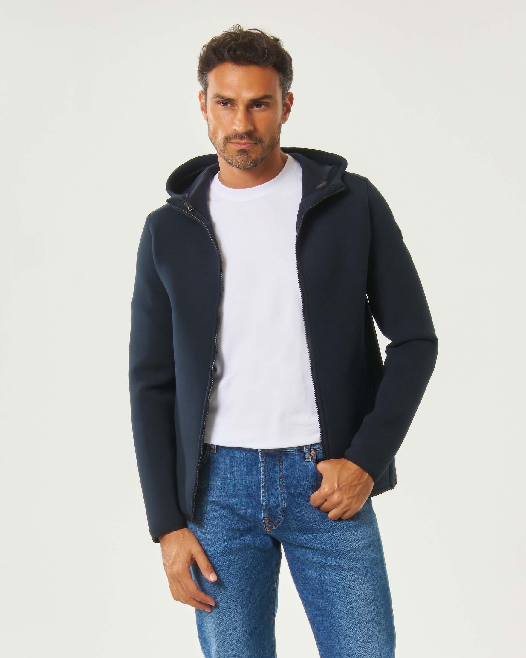 Giubbino Colmar Originals blu in scuba con cappuccio
