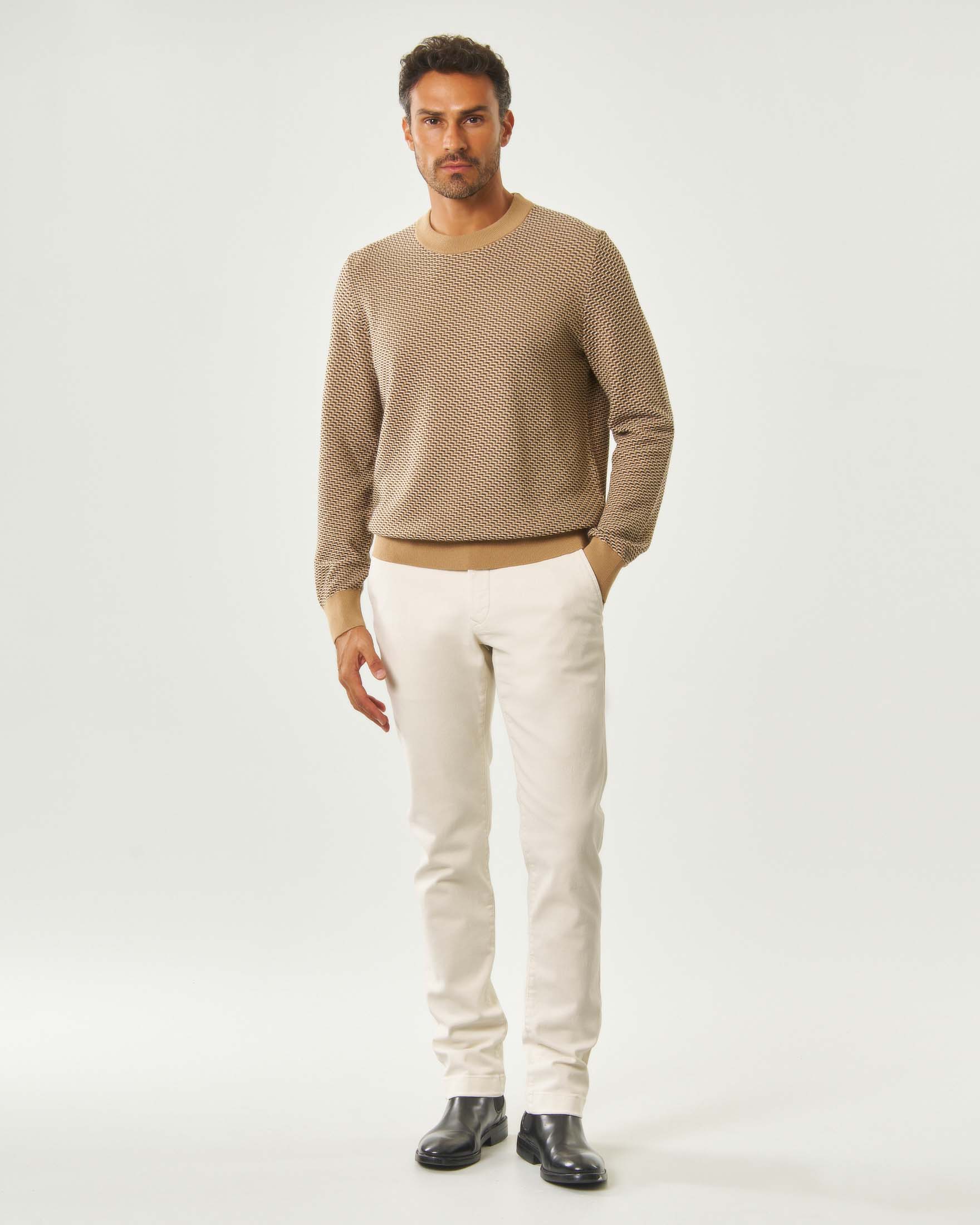 Pantalone chino Jacob Cohën Bobby color panna in bull di cotone stretch