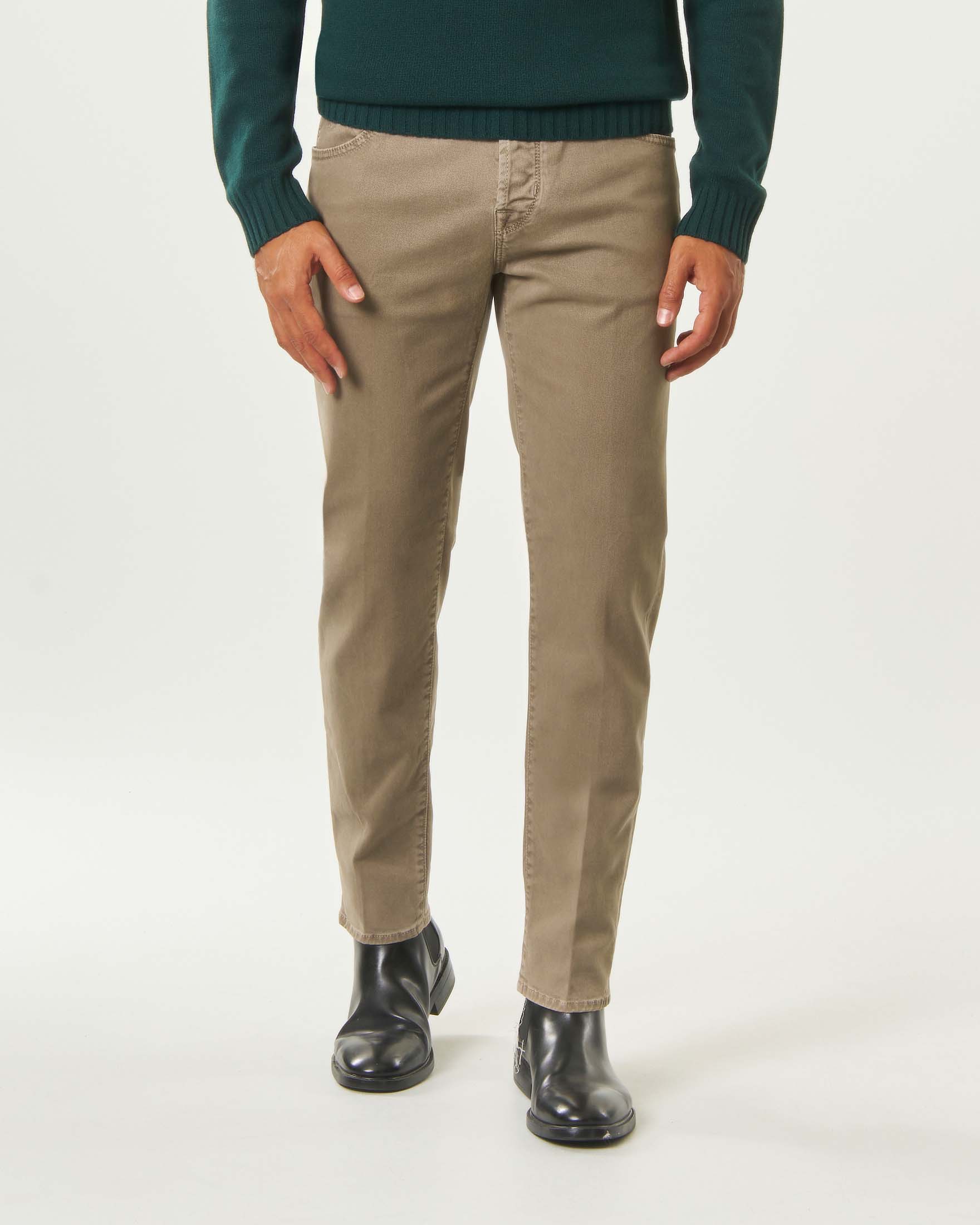 Pantaloni Jacob Cohën Scott fango cropped slim in gabardina stretch image