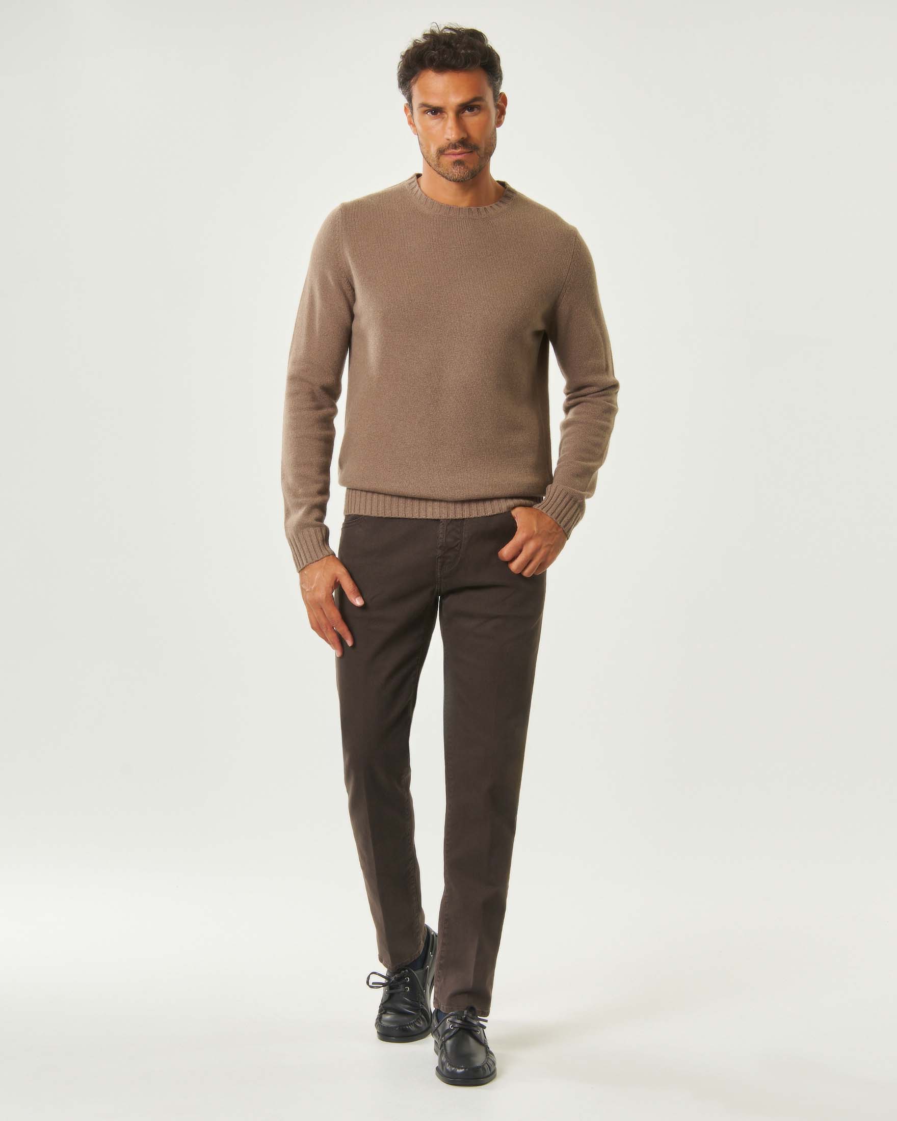 Pantaloni Jacob Cohën Scott marroni cropped slim in gabardina stretch