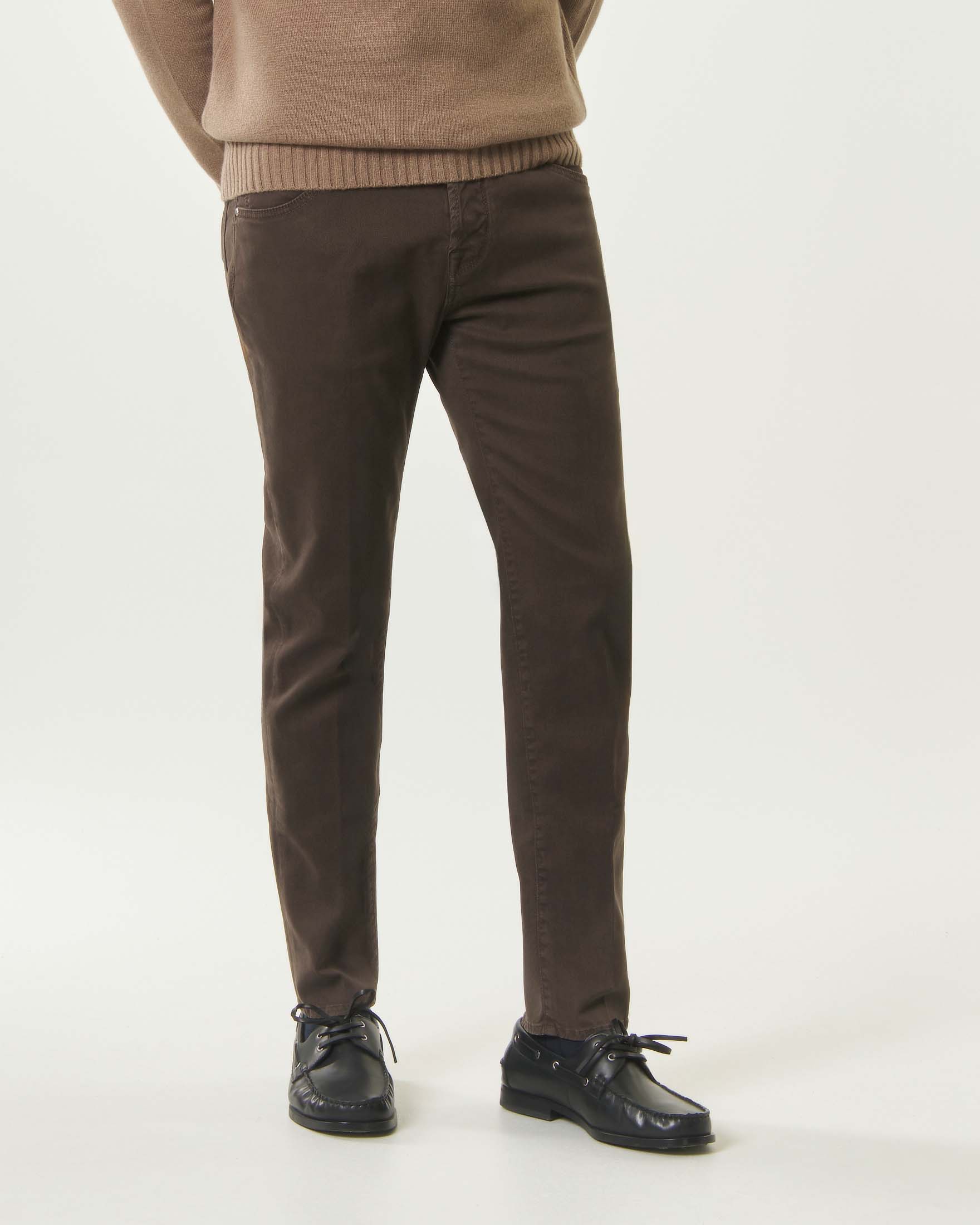 Pantaloni Jacob Cohën Scott marroni cropped slim in gabardina stretch image