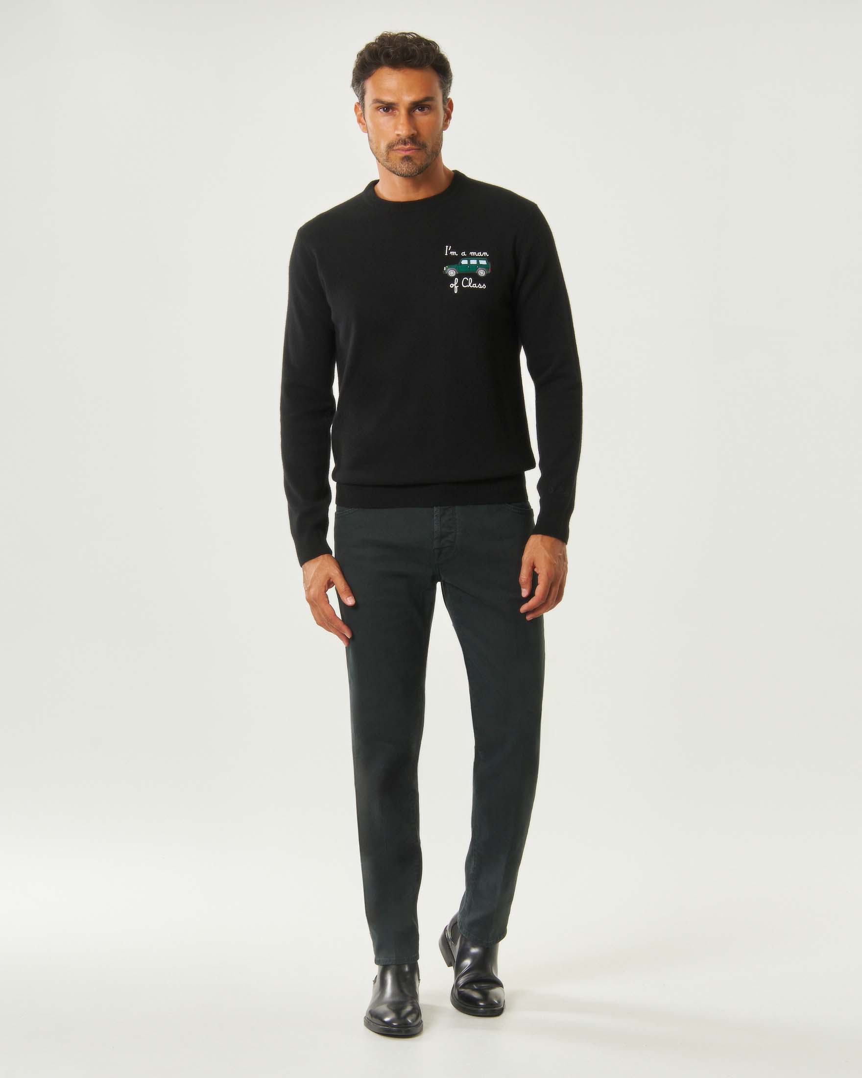 Pantaloni Jacob Cohën Scott verde scuro cropped slim in gabardina stretch