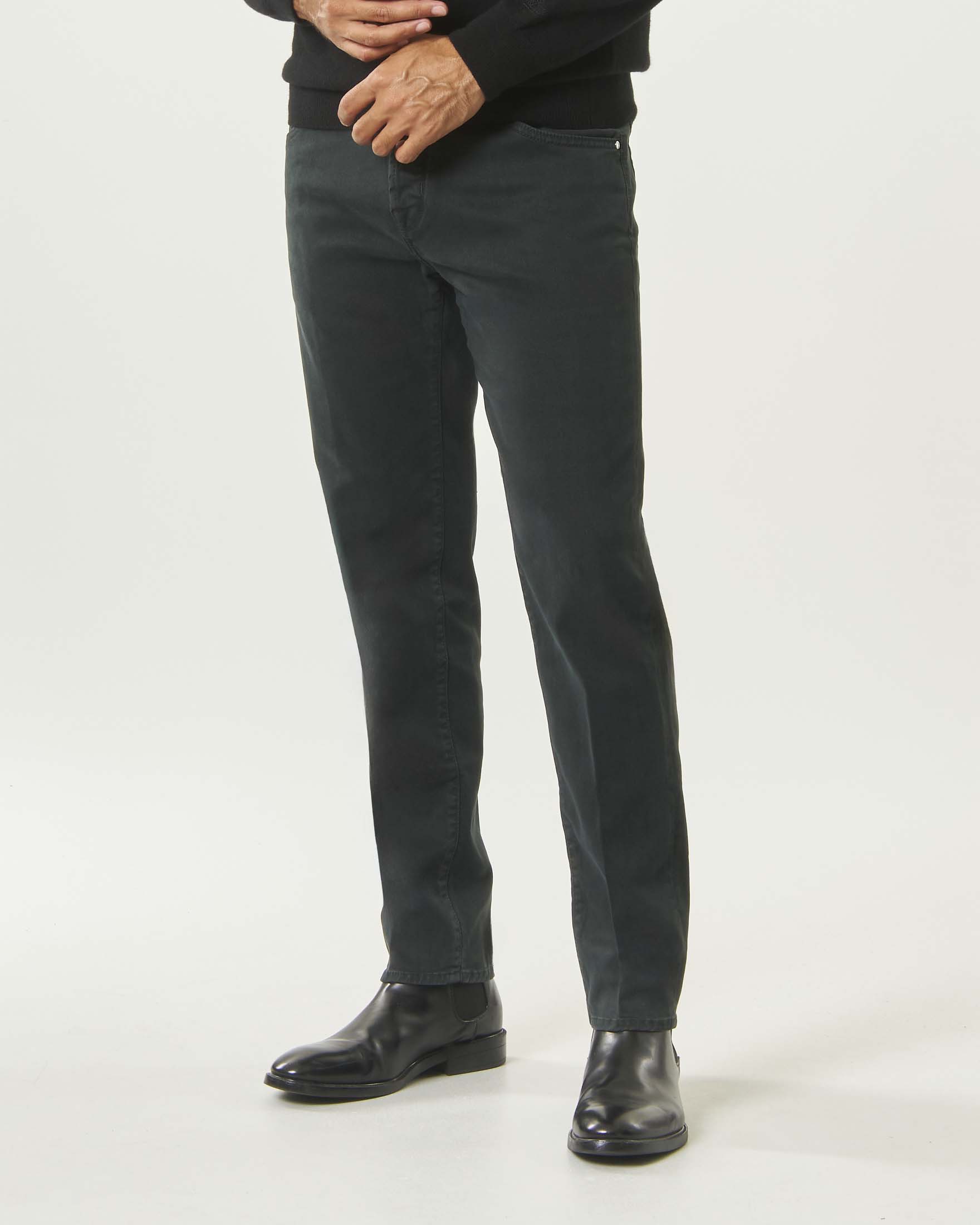 Pantaloni Jacob Cohën Scott verde scuro cropped slim in gabardina stretch image