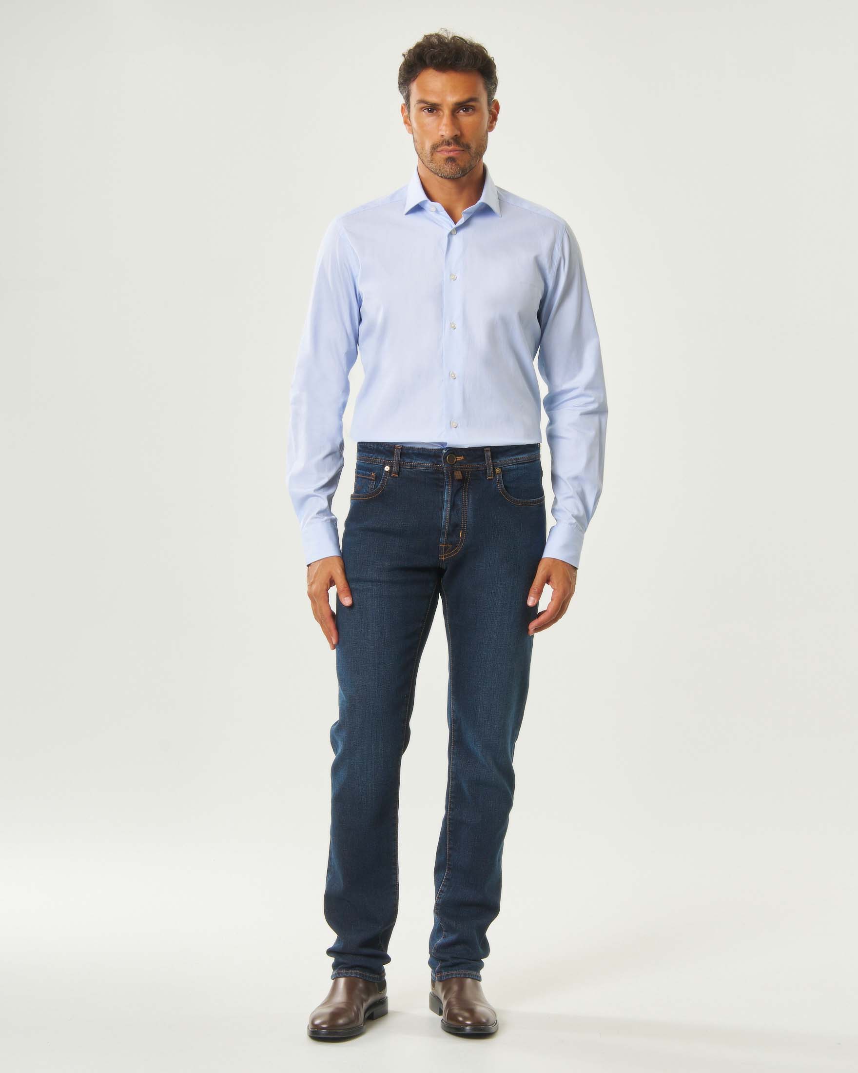 Jeans Jacob Cohën Bard in denim stretch blu scuro