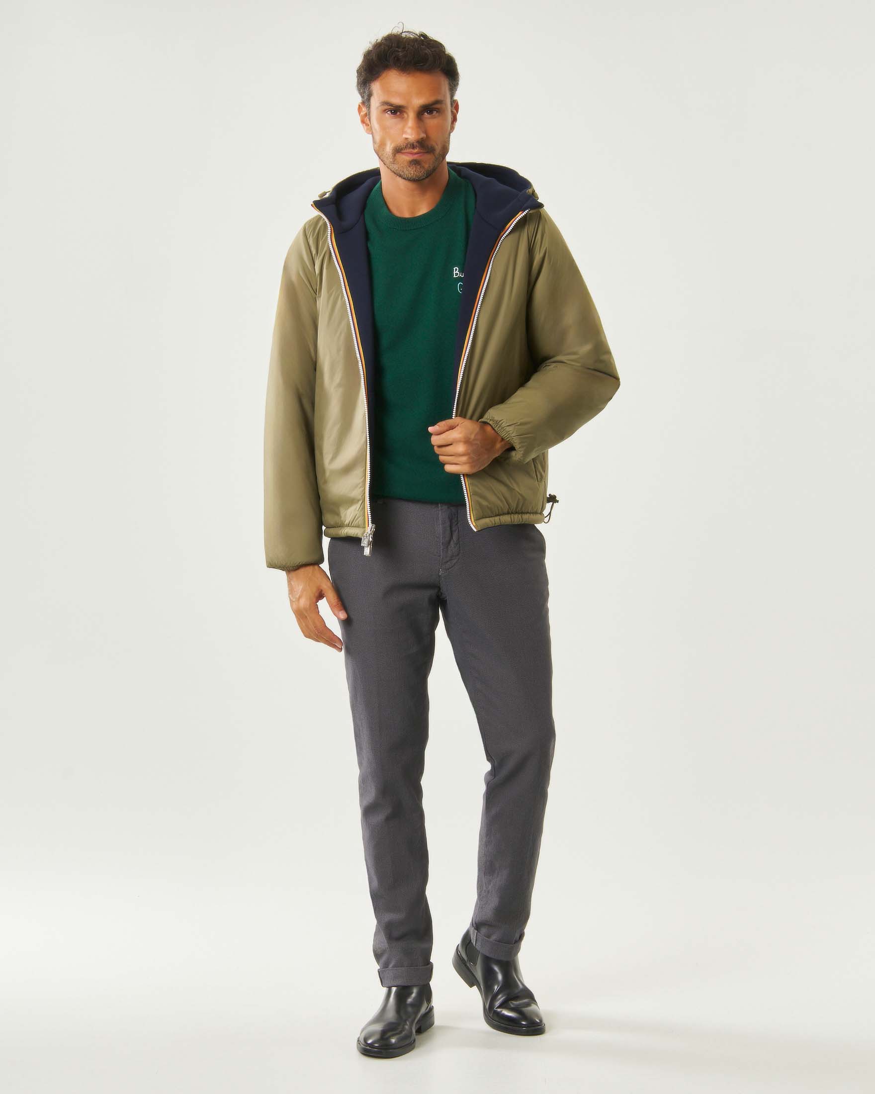 Giubbino K-Way Jack Spacer Nylon Double reversibile blu e verde militare image