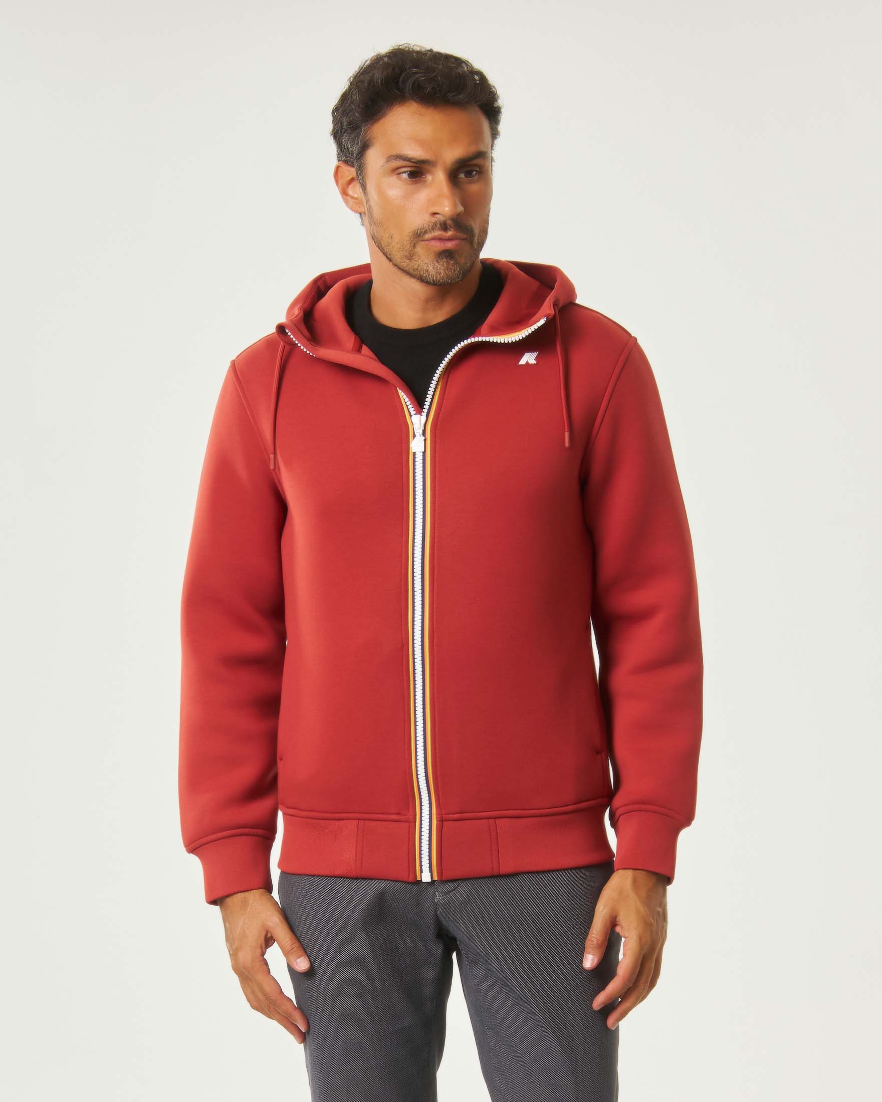 Felpa K-way Rainer Spacer rossa con cappuccio e chiusura zip image