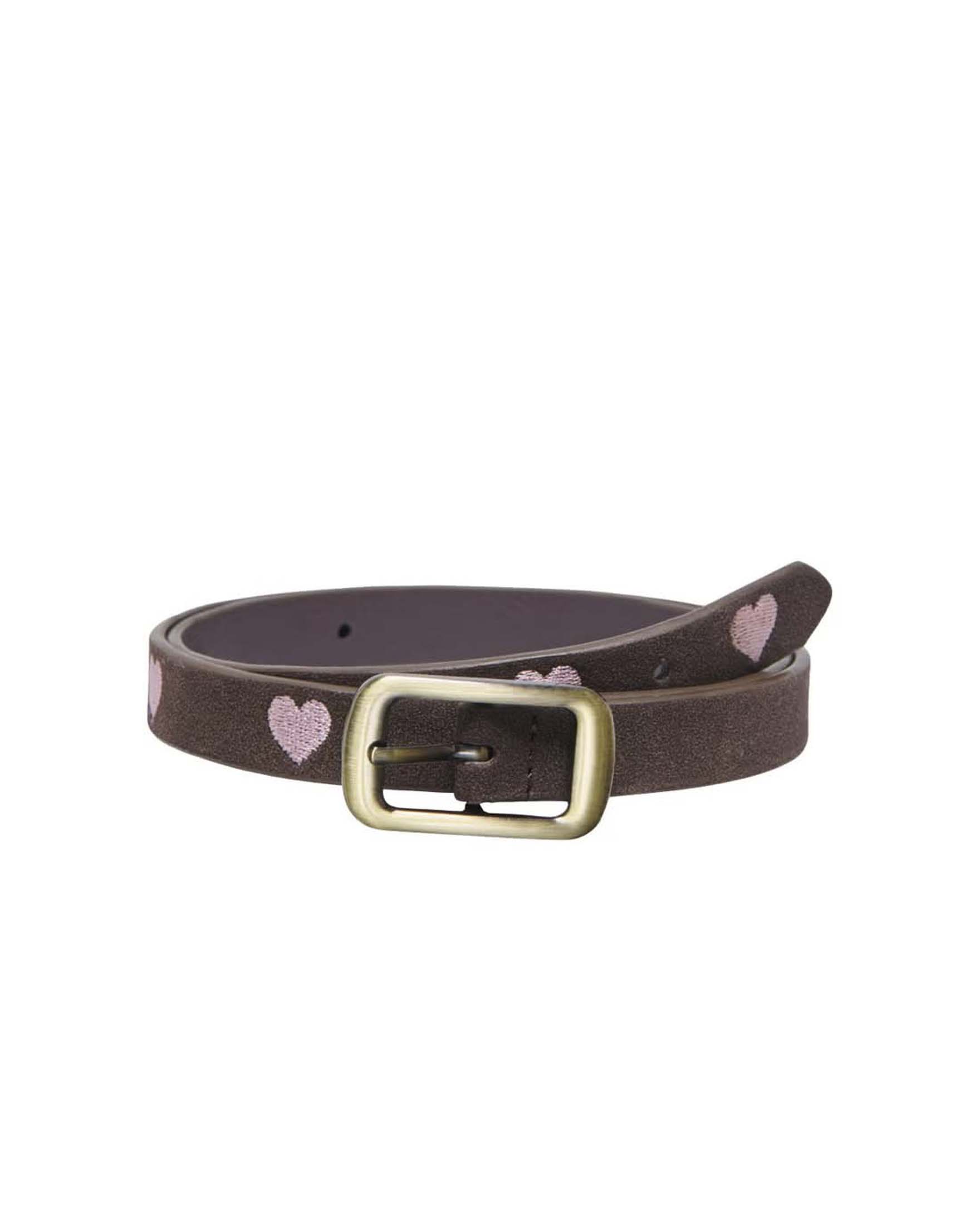 Cintura Kids Only marrone in suede con cuori rosa
