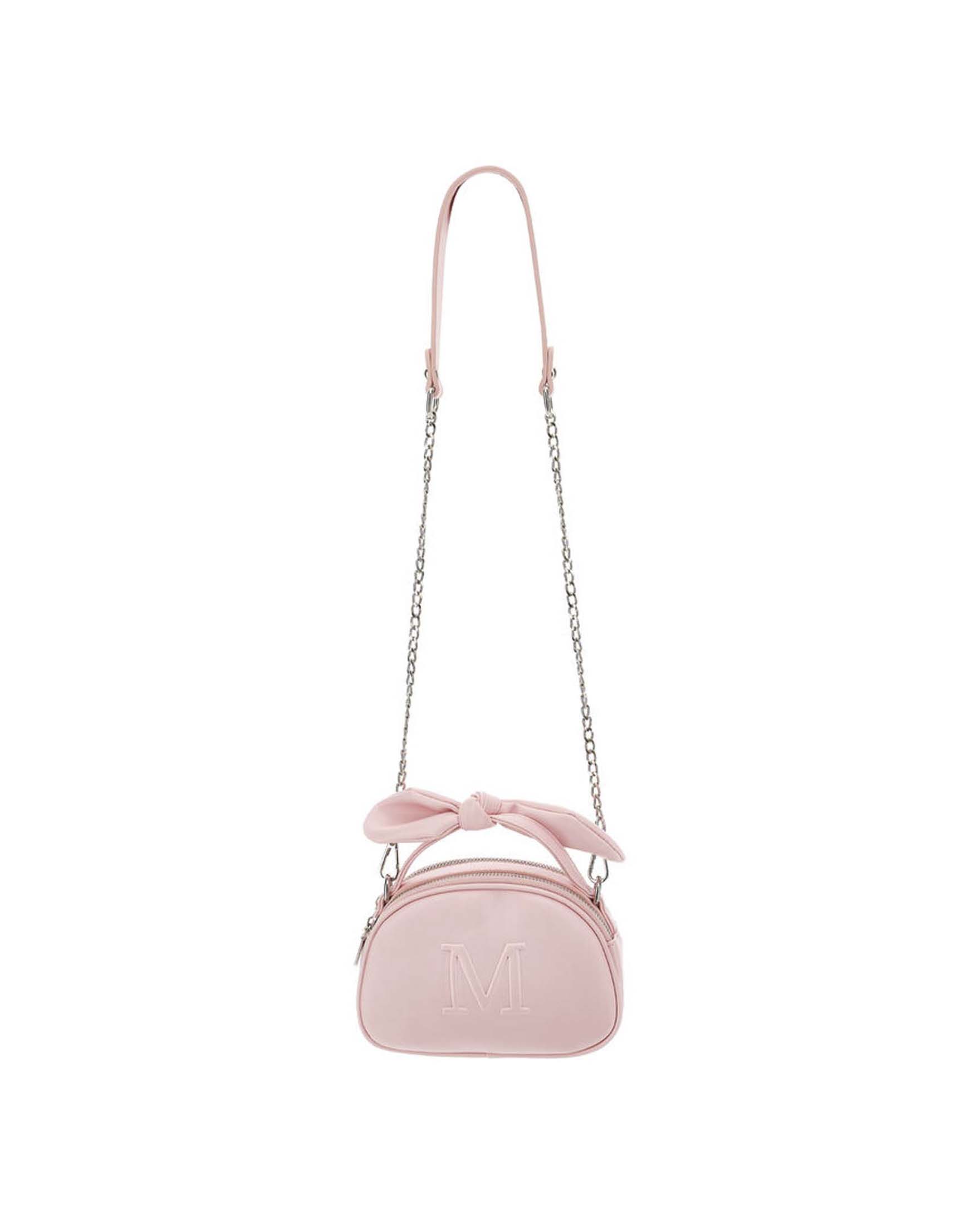 Borsa rosa Monnalisa a bauletto con fiocco e catena a tracolla